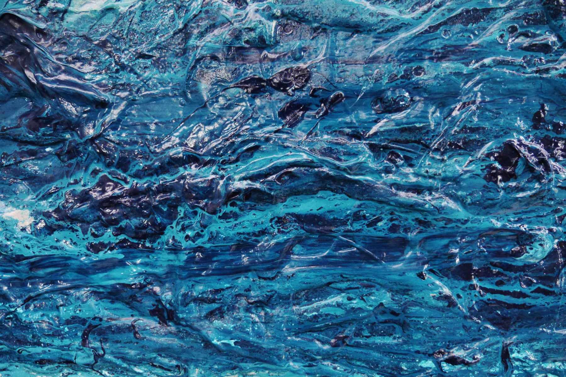 Atomic Malt 200cm x 80cm Blue Cream Textured Abstract Canvas Art - Modern Wall Decor for Living Room, Bedroom & Office