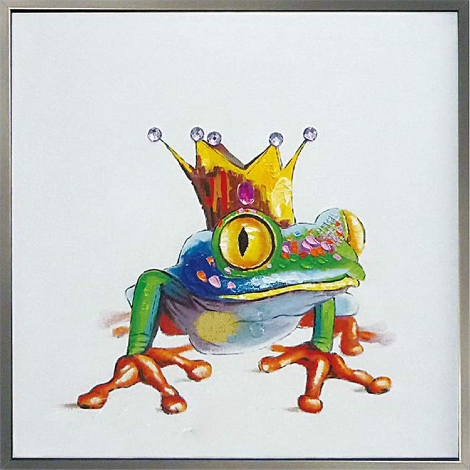 Hand-Painted Large Oil Painting on Canvas - Handsome Frog Prince Abstract Art, Modern Wall Decor for Living Room, Office, Corridor | 120cm - Perfect for Home & Office Decor, Adds Elegance to Any Space