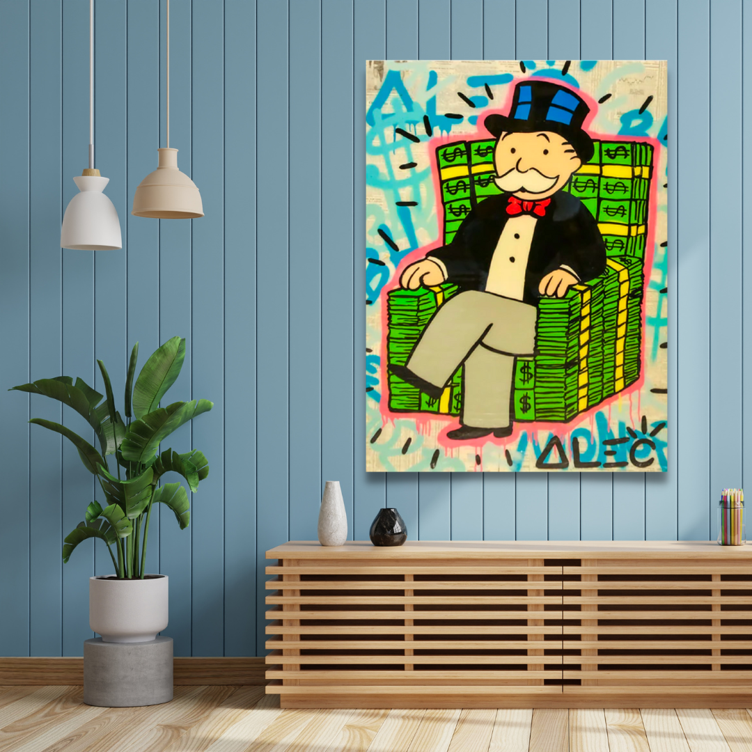 Alec Monopoly Money Millionaire Original Art Print - Wall Decor for Home, Office & Gifts | Pop Culture Artwork for Fans & Collectors