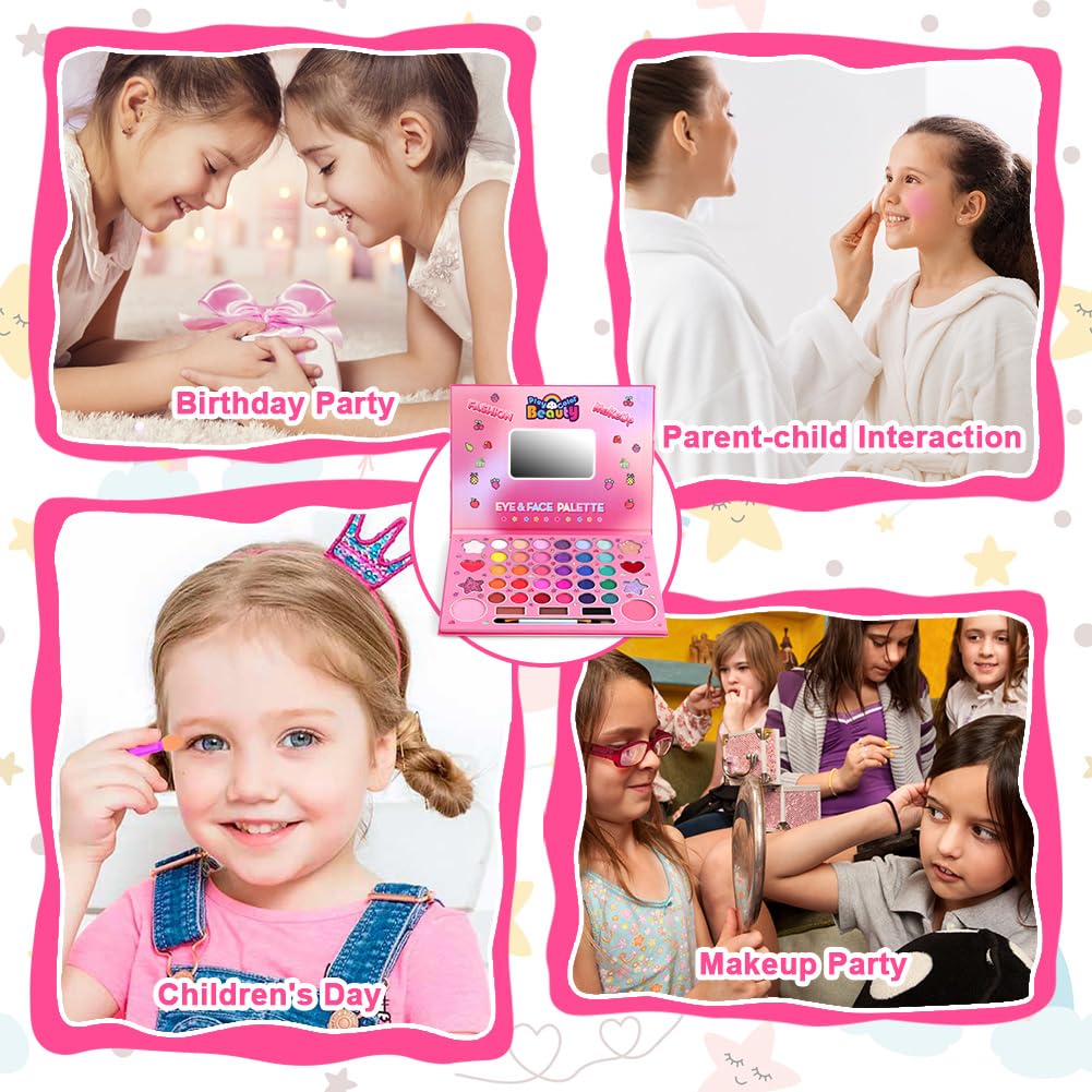 Aomig Girls Makeup Set - 41 Color Kids Makeup Kit with Brushes, Safe & Non-Toxic Cosmetic Toy for Birthday, Christmas & Party | Perfect for Dress-Up, Pretend Play & Special Occasions