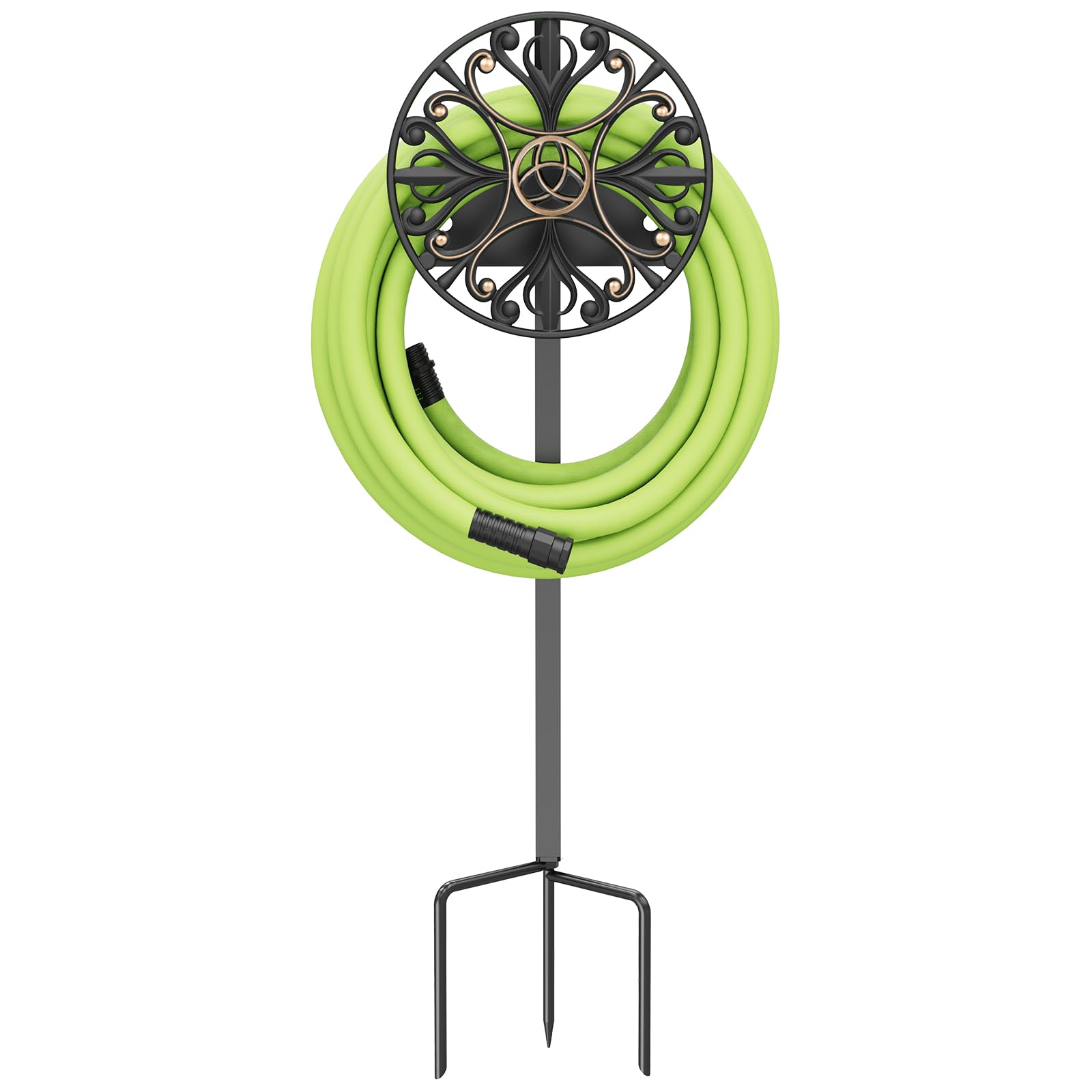 GOFORWILD Decorative Garden Hose Holder - Sturdy Wall Mounted Hose Rack for 125-Feet 5/8-Inch Water Hose, Durable Cast Aluminum Hose Reel & Hanger - Perfect for Yard, Lawn, and Outdoor Watering Organization