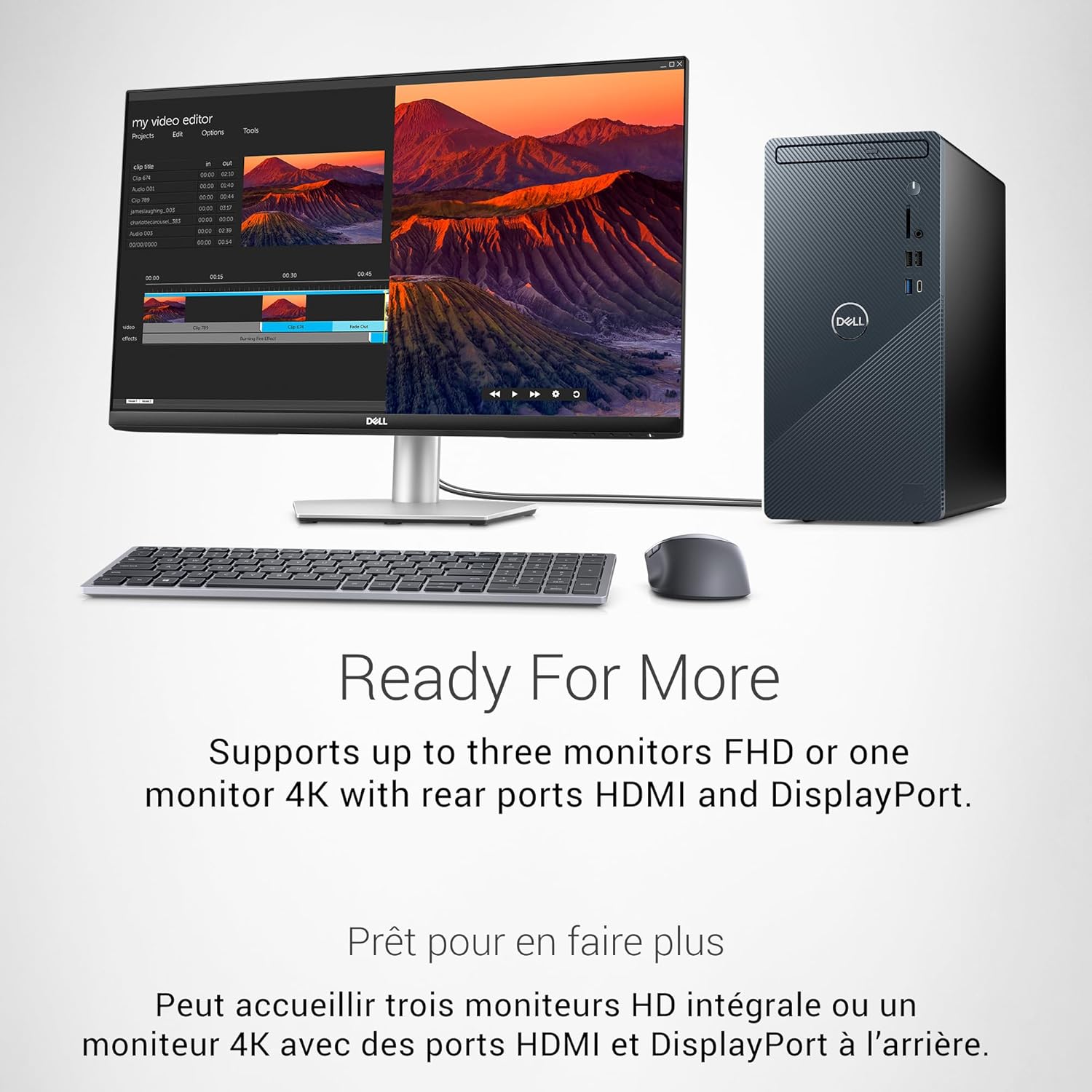 Dell Inspiron 3030 Desktop PC - Intel Core i5-14400 10-Core 14th Gen Processor (Up to 4.7GHz), 16GB DDR5 RAM, 1TB NVMe SSD, Intel UHD 770 Graphics, Windows 11 Home | Home Office, Gaming & Productivity Computer with Keyboard & Mouse (Mist Blue)