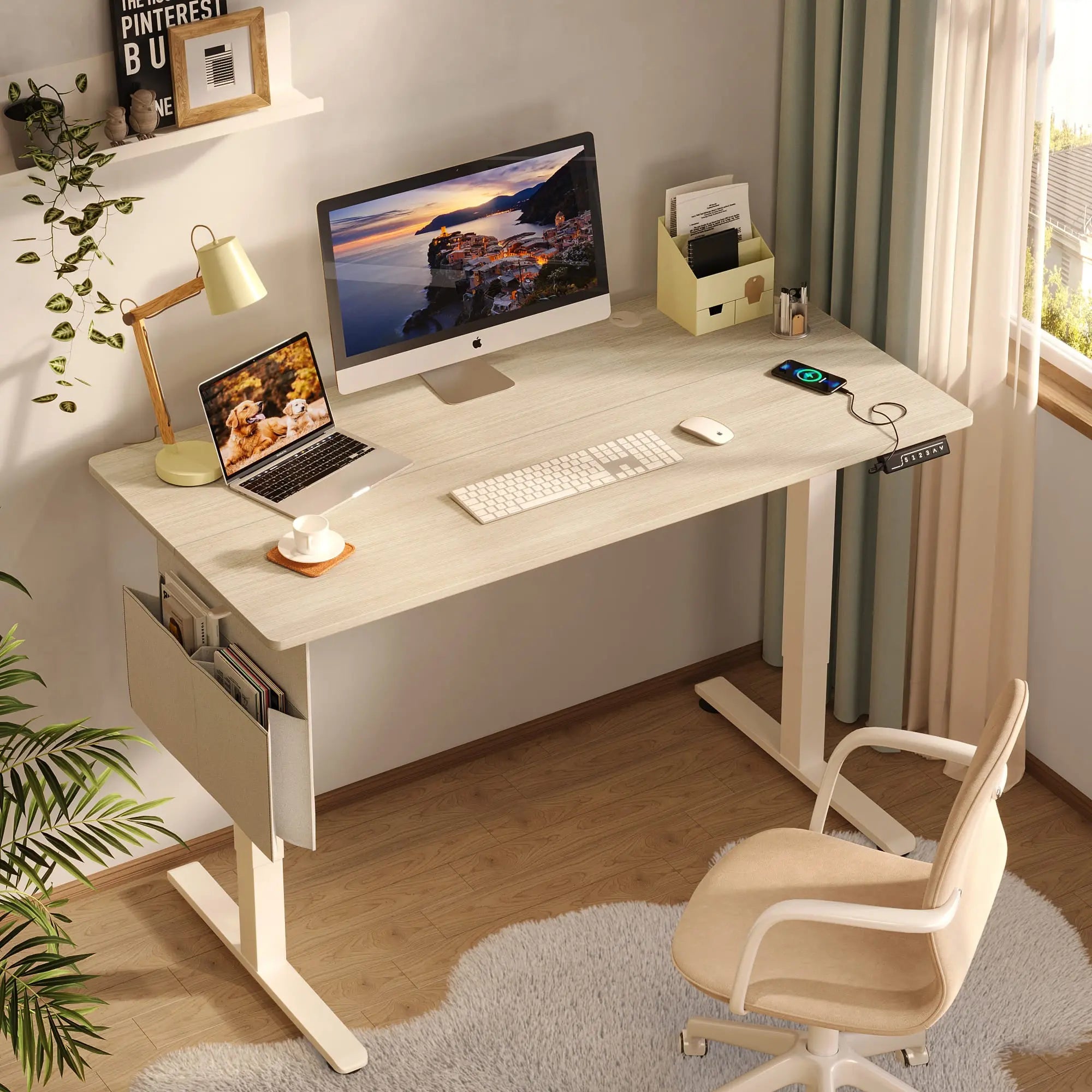 Bestier 55 Inch Electric Standing Desk - Height Adjustable Home Office Desk with USB Charging Port & Memory Function for Work from Home & Gaming Setup
