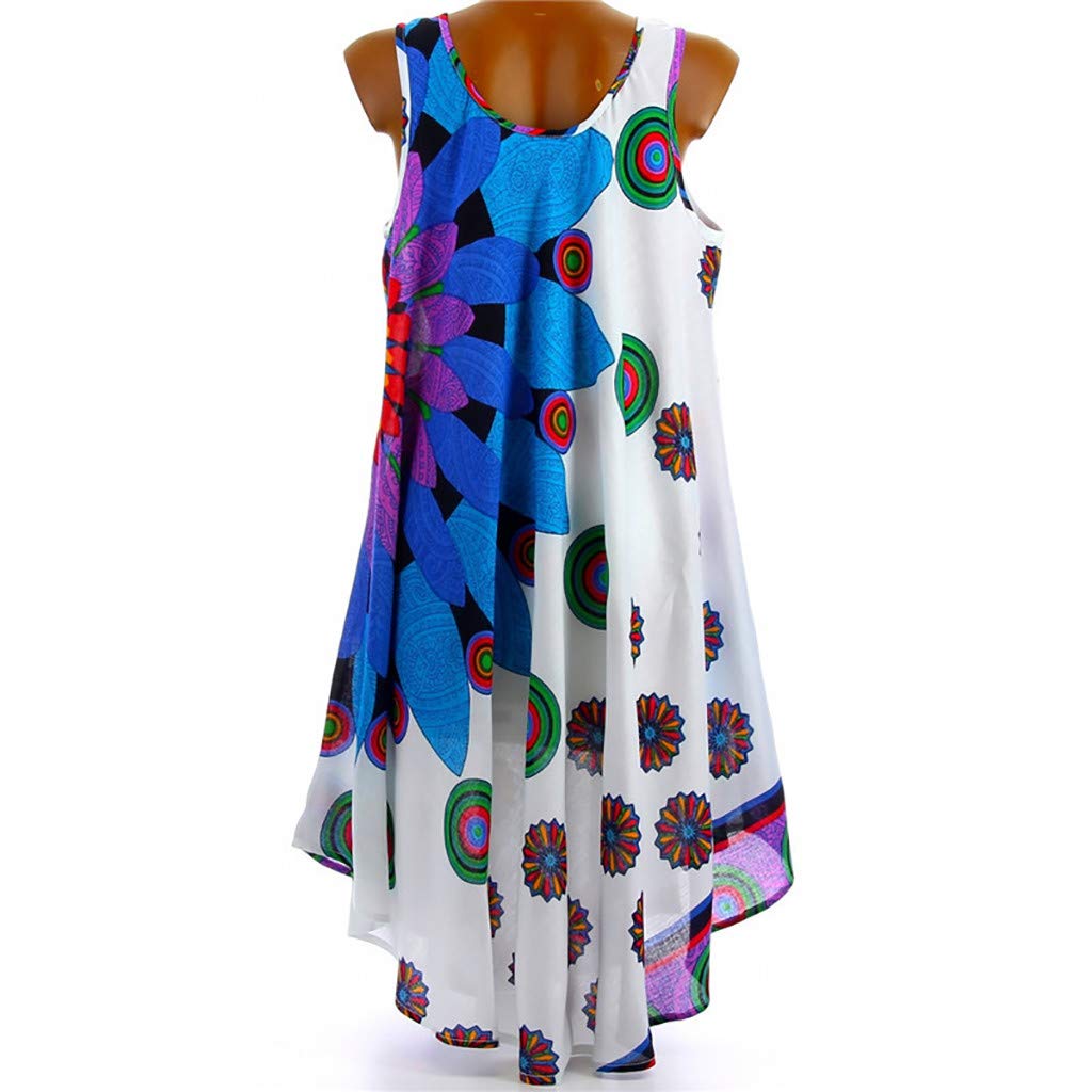 Women's Floral Print Boho Dress - Sleeveless Round Neck Summer Beach Dress for Casual Outings, Vacations & Outdoor Sports | Lightweight & Breathable Spring Dress