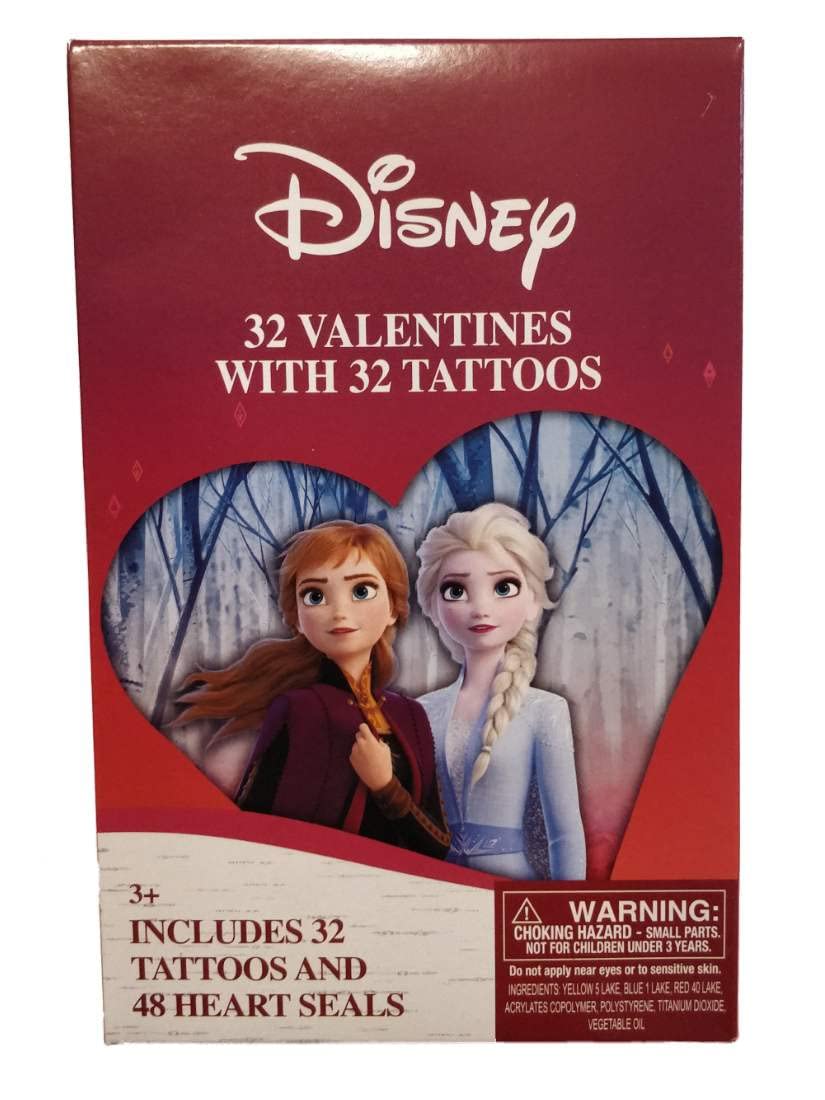 Disney Frozen 32 Valentine's Day Cards with Temporary Tattoos - Perfect for Classroom Exchanges, Party Favors & Kids' Valentine Gifts