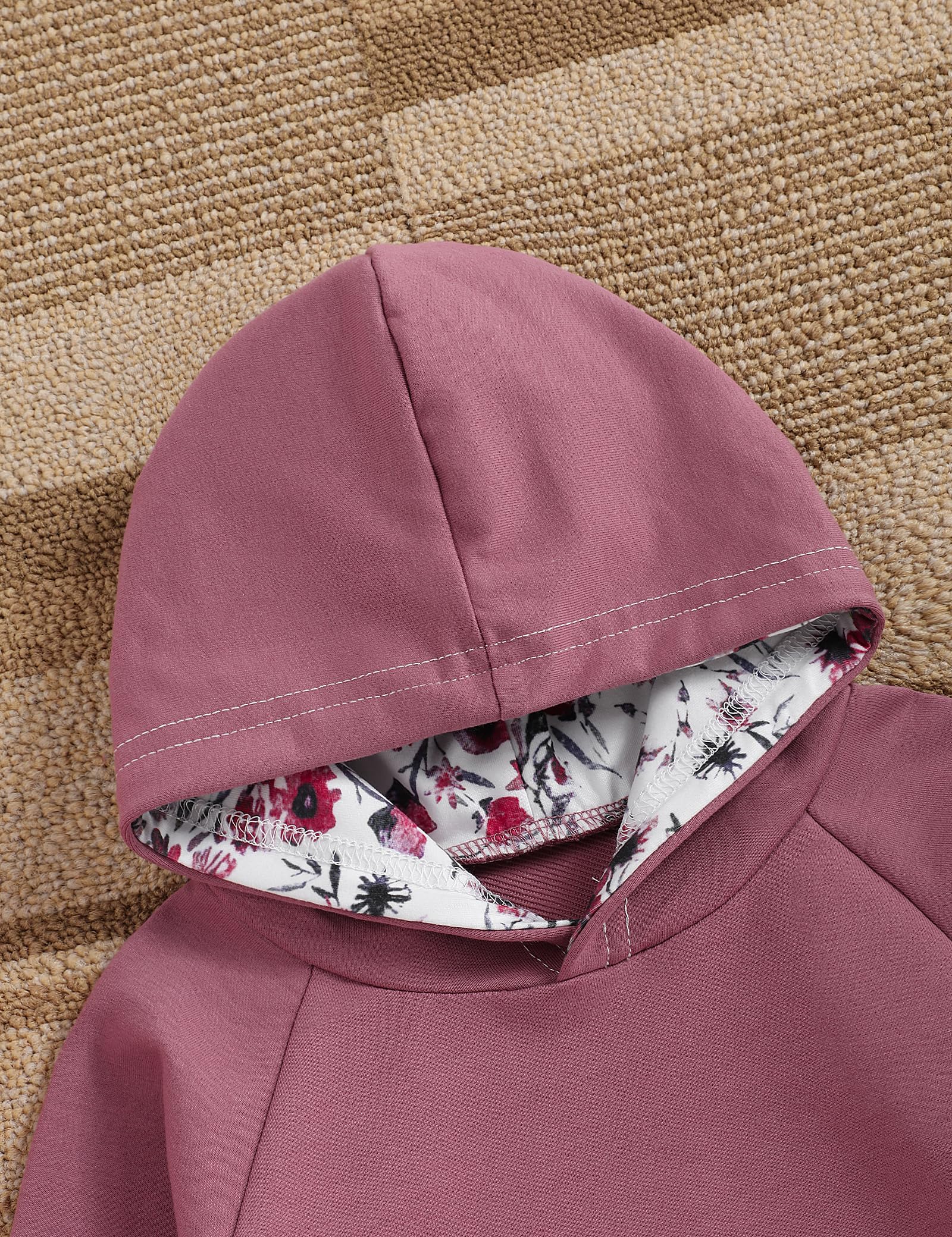OKLady Baby Girl Clothes Set - 4PCS Floral Romper Hoodie Tops & Pants with Cute Headband | Little Sister Outfits for Fall | Perfect for Family Photos, Playdates & Special Occasions
