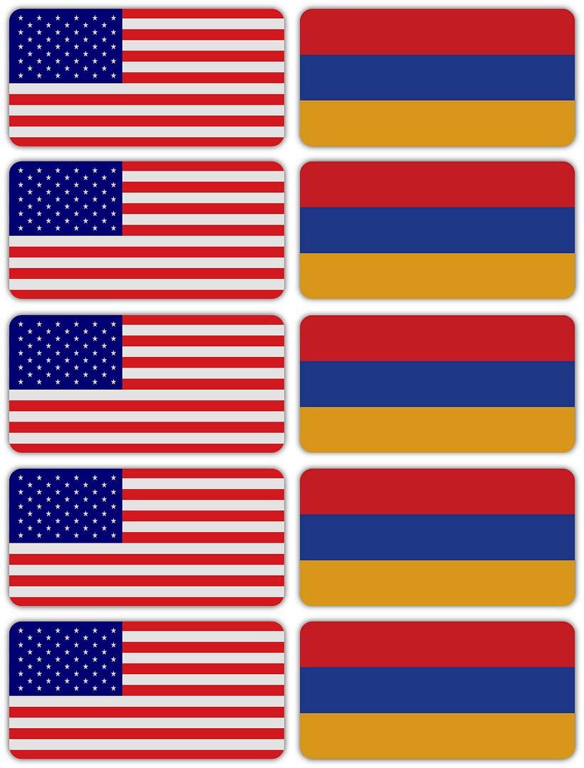 10-Pack 3M Reflective American and Armenia Flag Stickers - High Visibility Safety Decals for Hard Hats, Helmets, Laptops, Bikes & Toolboxes - Perfect for Night Safety, Work Gear Identification & Patriotic Decor