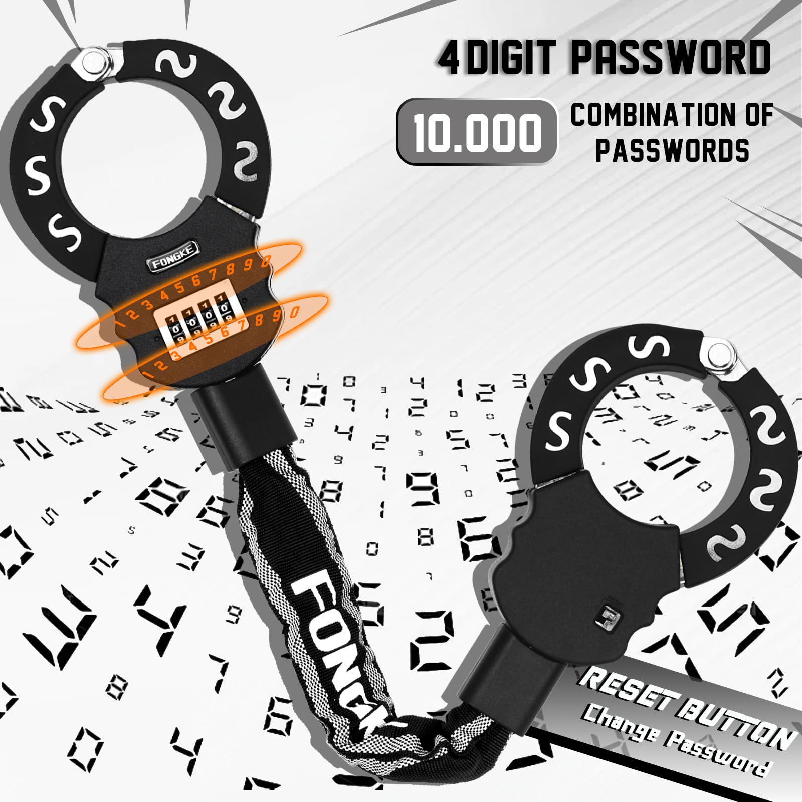**8mm High Security Anti-Theft Cable Lock for E Scooters & Bikes - Keyless Combination Bike Lock for Xiaomi, Segway Ninebot & More - Perfect for Commuting, Travel & Outdoor Adventures (Black)**