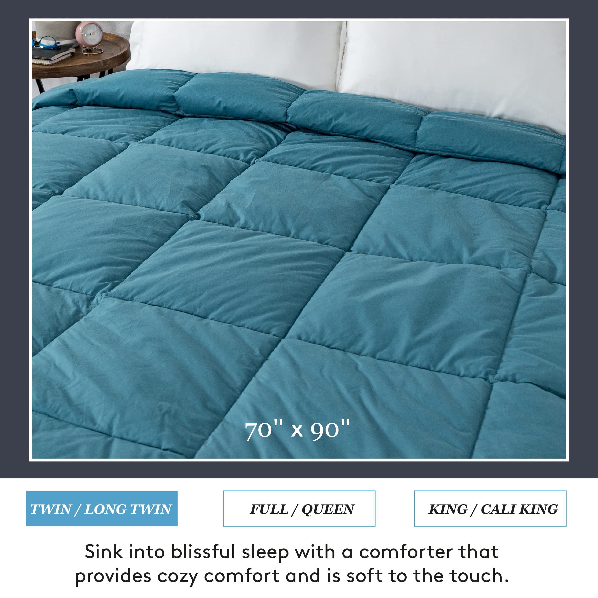 Premium Medium Warmth Down Comforter for Twin/Long Twin Beds - Hypoallergenic, Corner Loop Attachments for Duvet Cover - Ideal for Winter Nights & Cozy Bedroom Decor