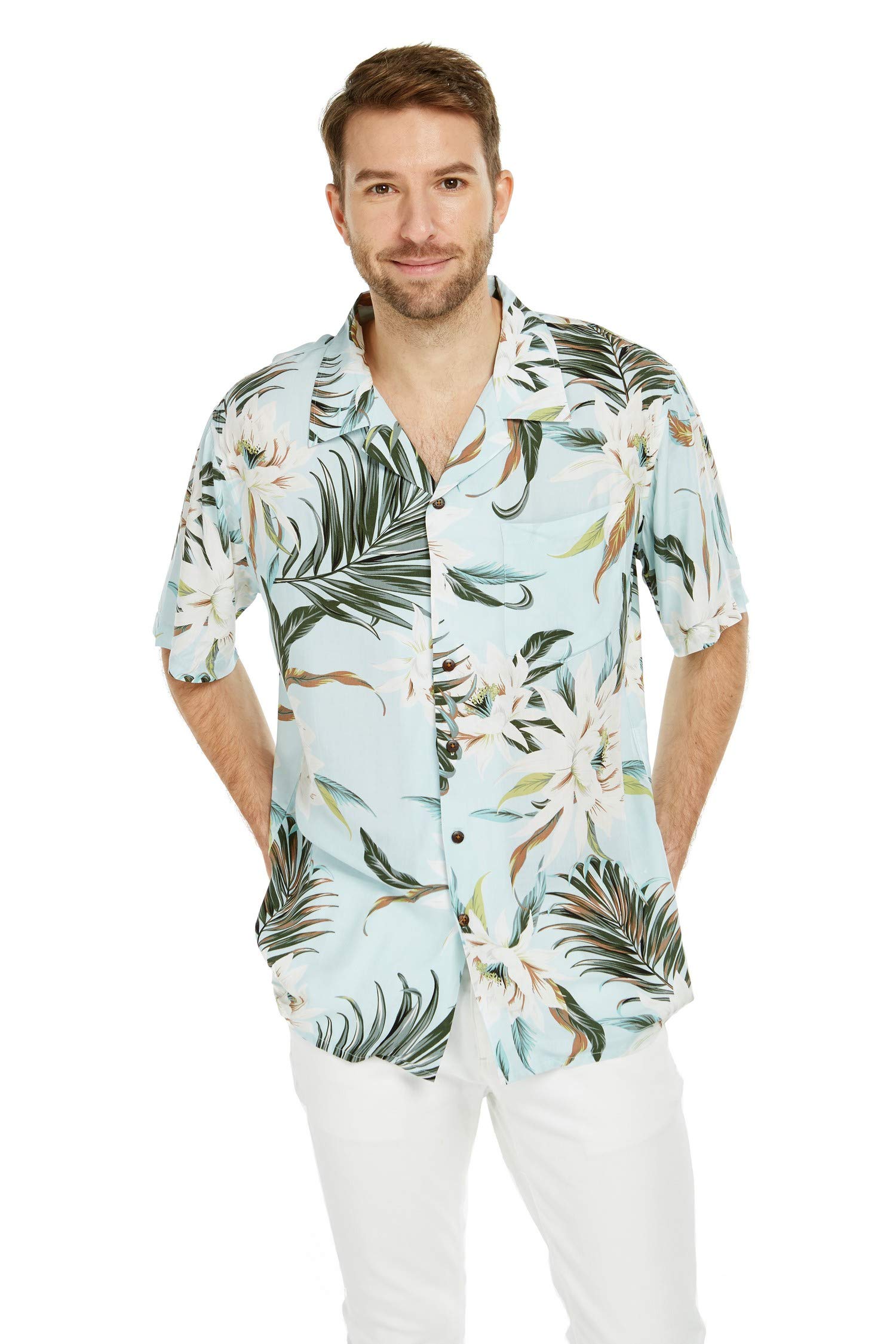 Matching Father Daughter Hawaiian Dance Shirts - Pink & White Hibiscus Vine Print Aloha Outfits for Luau, Hula, Beach Party & Family Vacation
