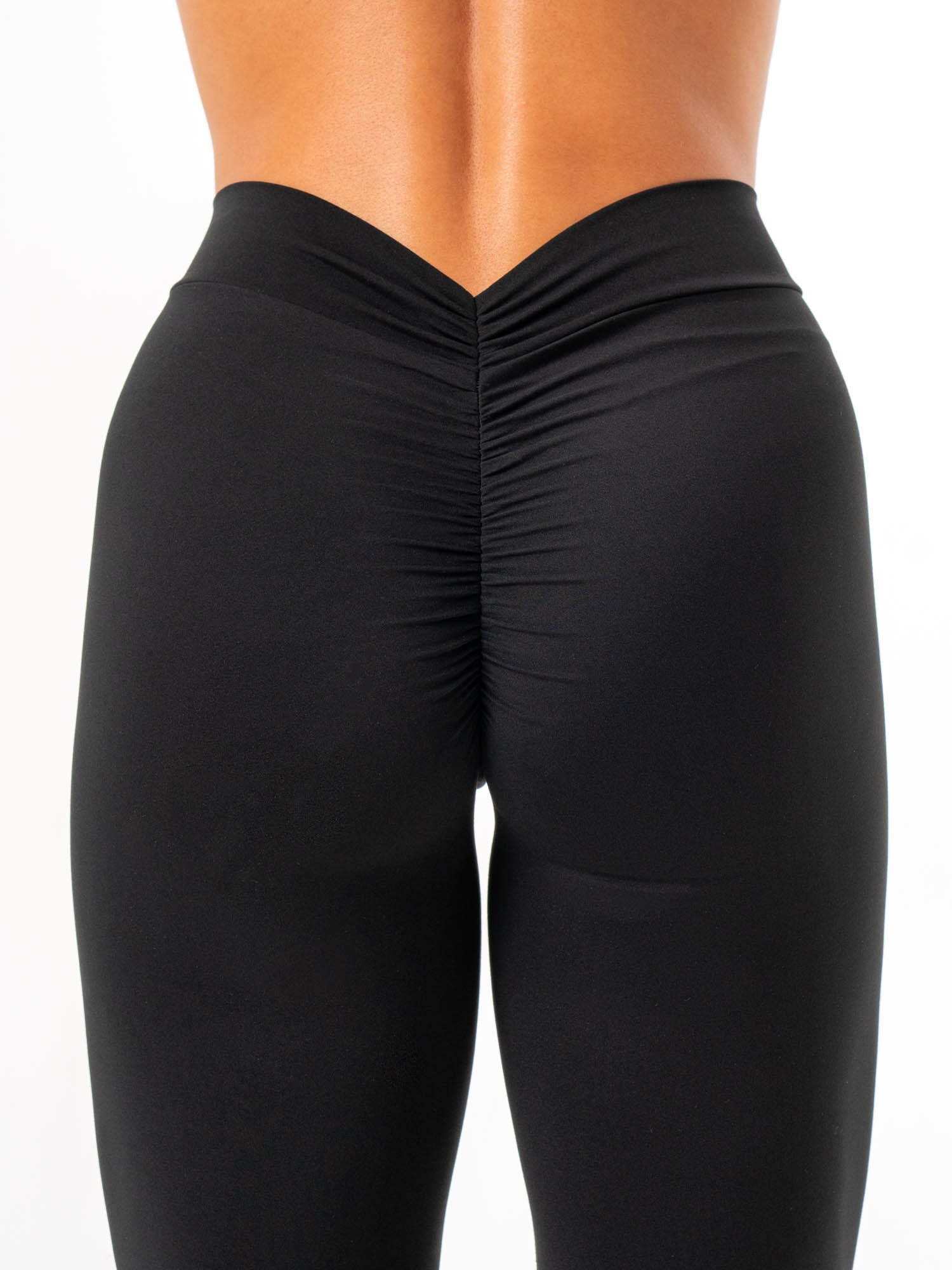 NKD V Scrunch Leggings for Women - High Waisted Tummy Control Yoga Pants - Black Workout Leggings for Gym, Running & Lounge Wear