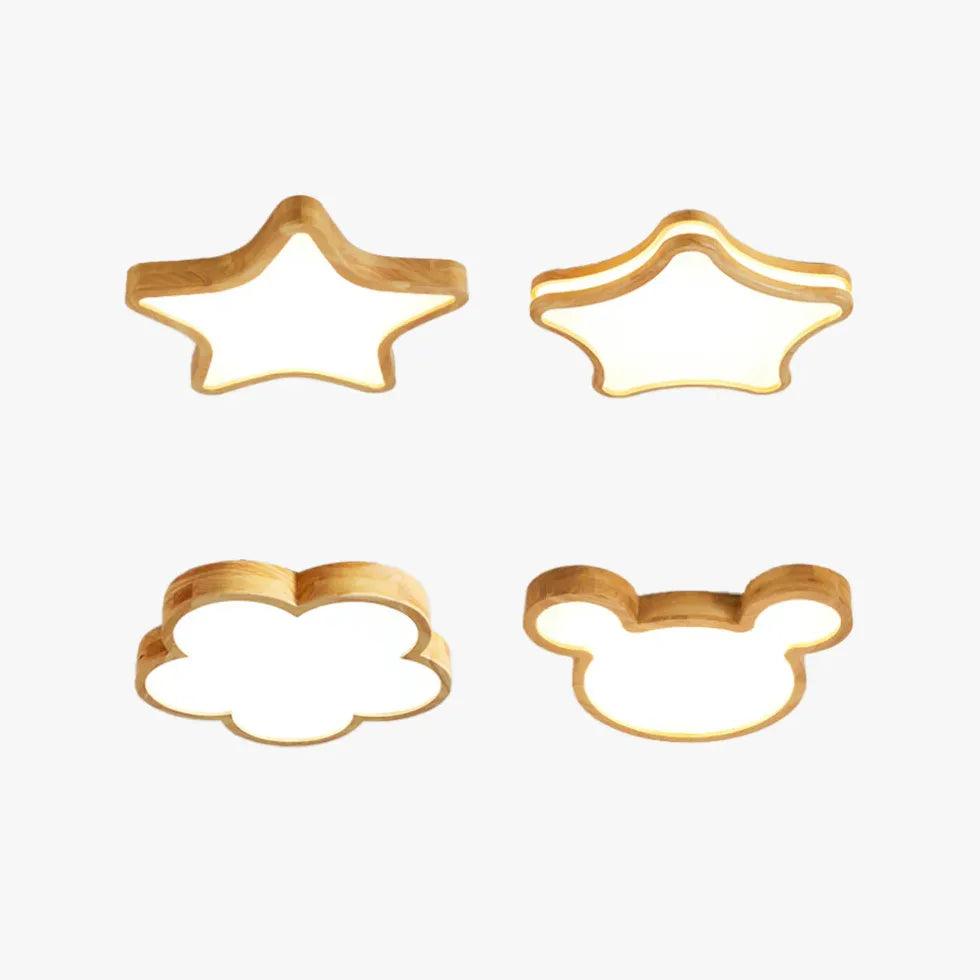 Wooden Star Shaped Ceiling Light for Kids Room - Dimmable LED Nursery Light - Perfect for Bedroom, Playroom & Children's Decor