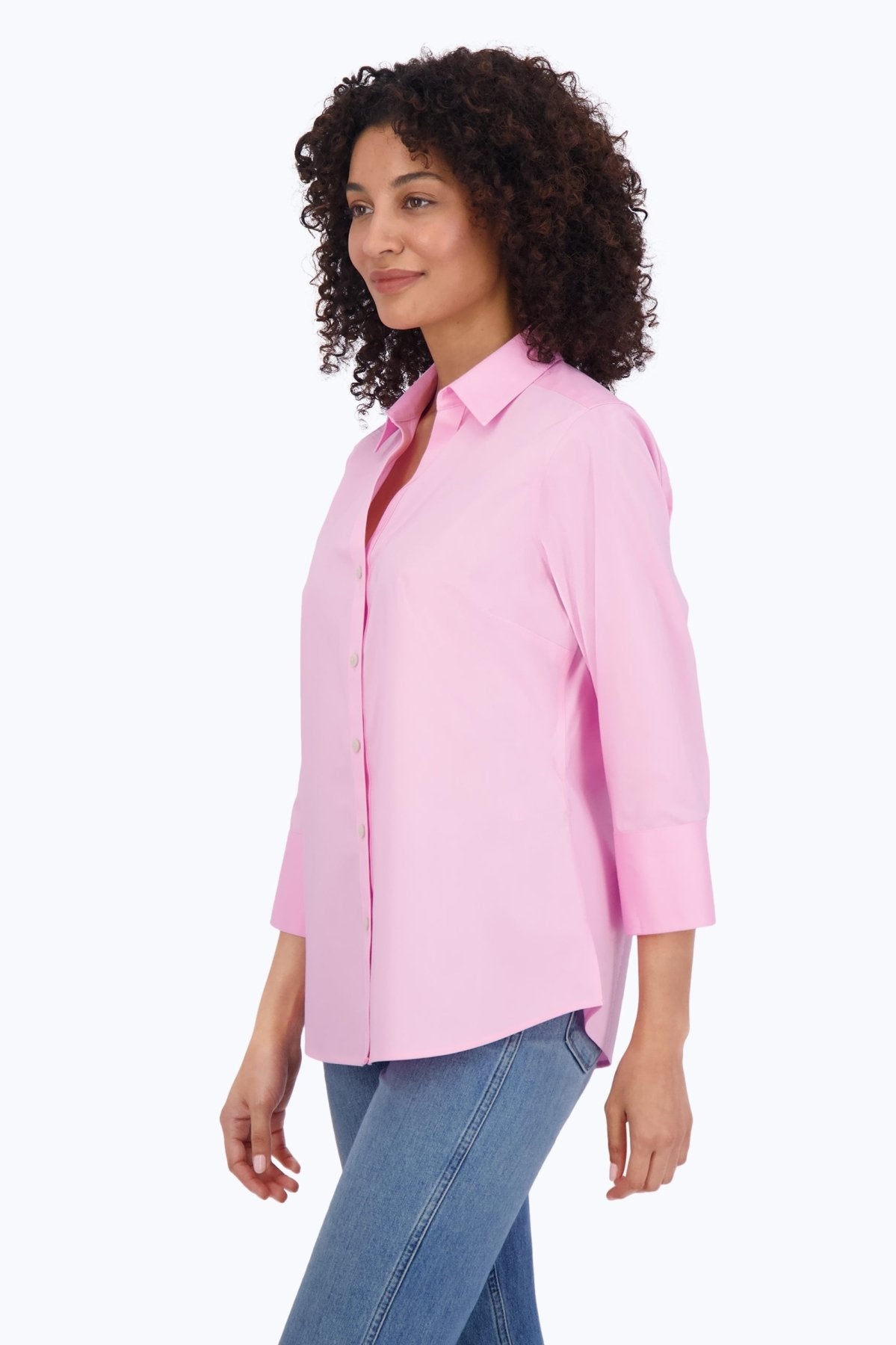 Mary No Iron Stretch 3/4 Sleeve Shirt - Wrinkle-Free Comfort Blouse for Women - Perfect for Office, Travel & Casual Wear