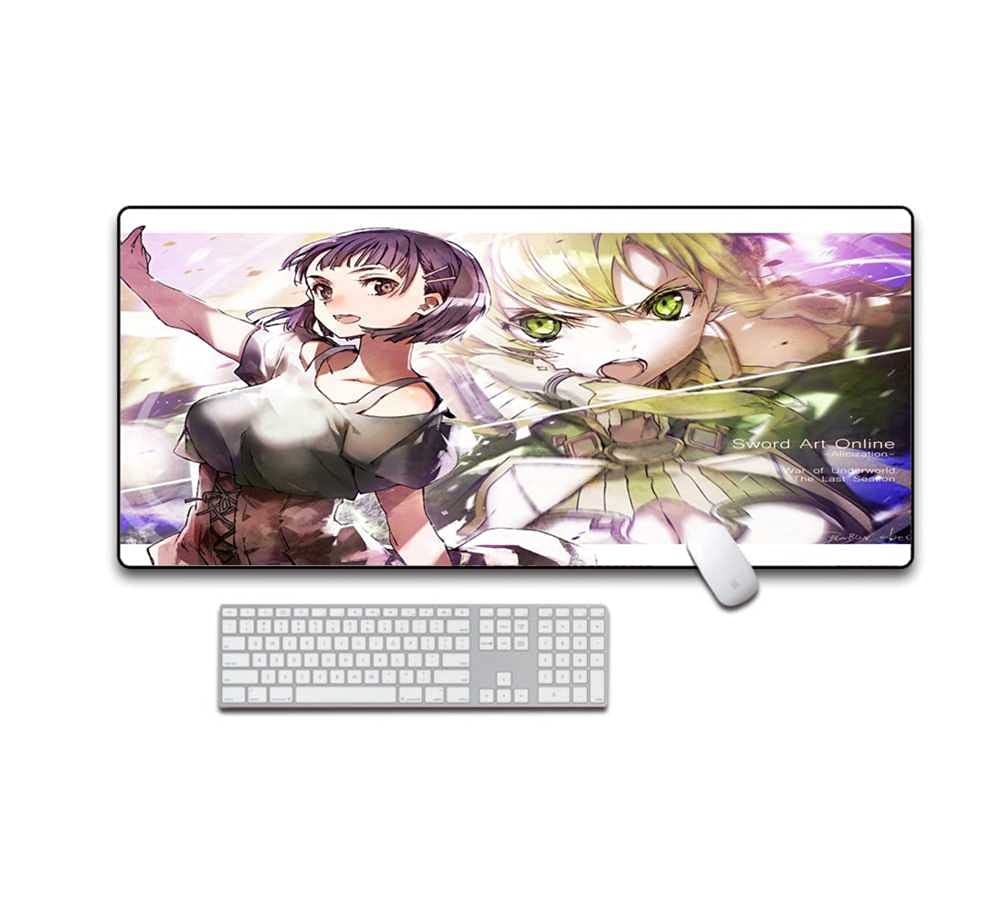 Anime Sword Art Online Gaming Mouse Pad - Large Non-Slip XXL (900x400mm) Desk Mat for PC, Laptop & Office - SAO Themed Mousepad with Beautiful Girl Design for Gamers & Anime Fans