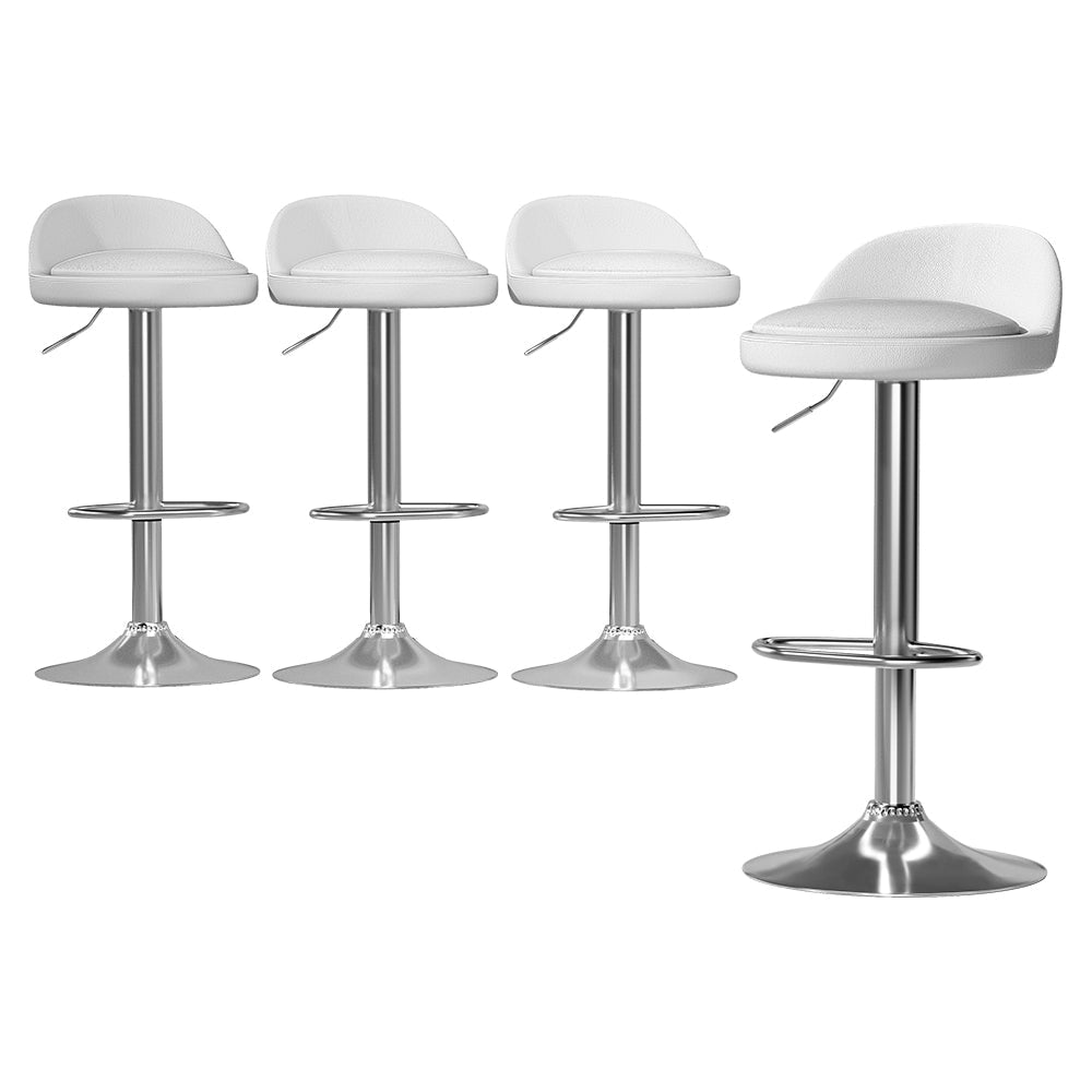 Artiss 4-Piece Bar Stools Set - PU Leather Upholstered, Adjustable Height Gas Lift Barstools, White - Perfect for Kitchen Island, Breakfast Bar & Home Decor