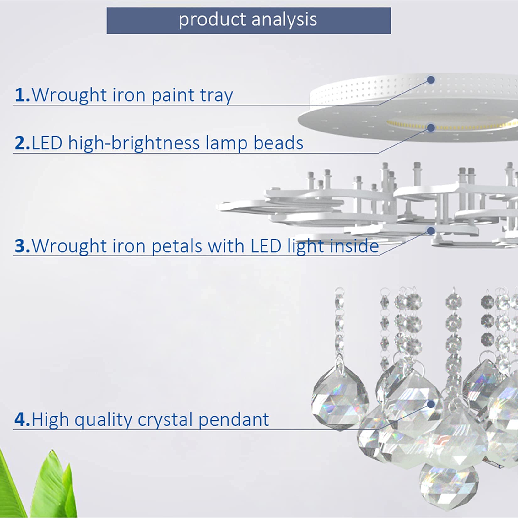 Modern Crystal Flush Mount LED Chandelier - 26.8