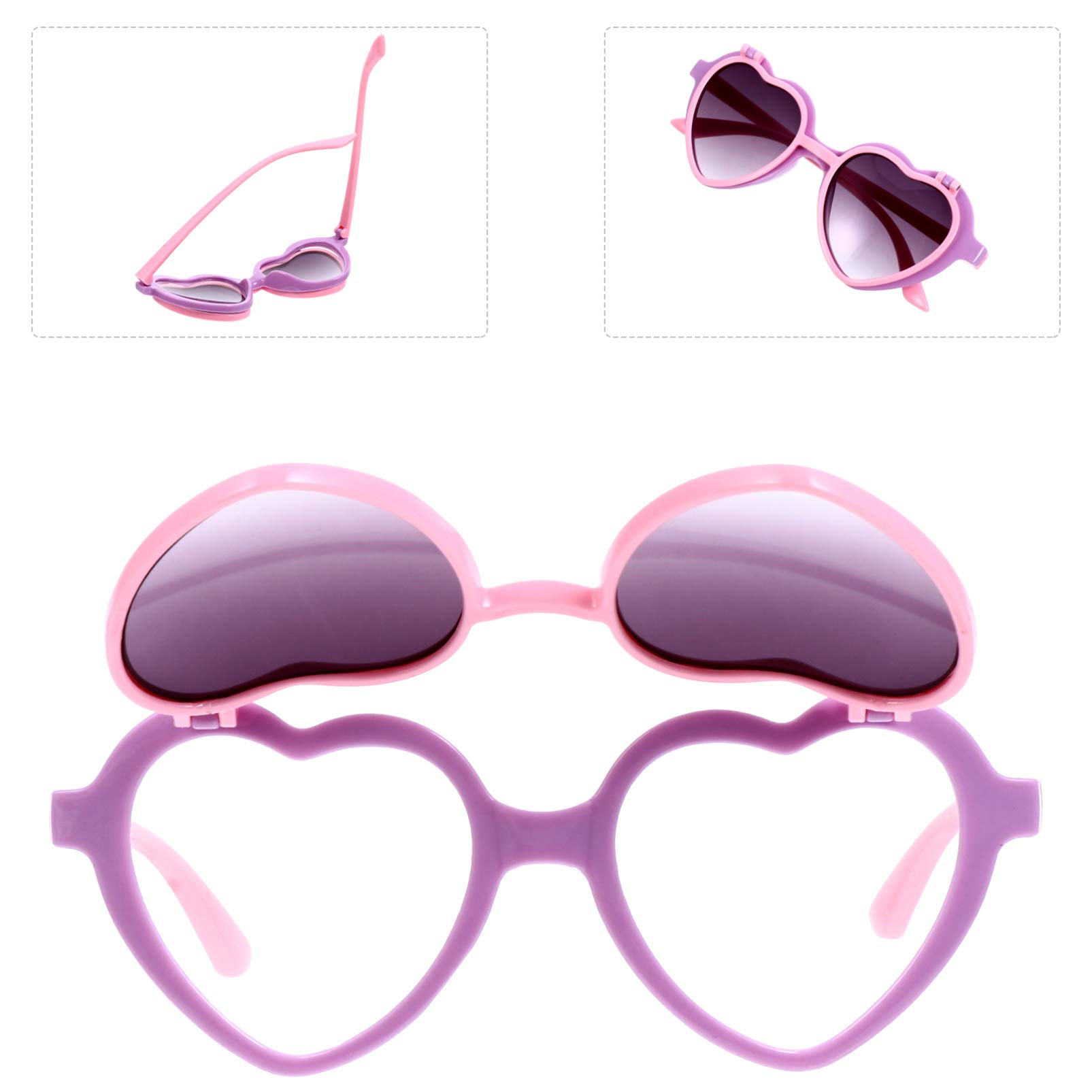 VALICLUD Heart Shaped Sunglasses for Kids - UV Protection Flip Up Sunglasses for Girls & Boys - Perfect for Birthday Parties, Beach Outings & Summer Fashion Accessories