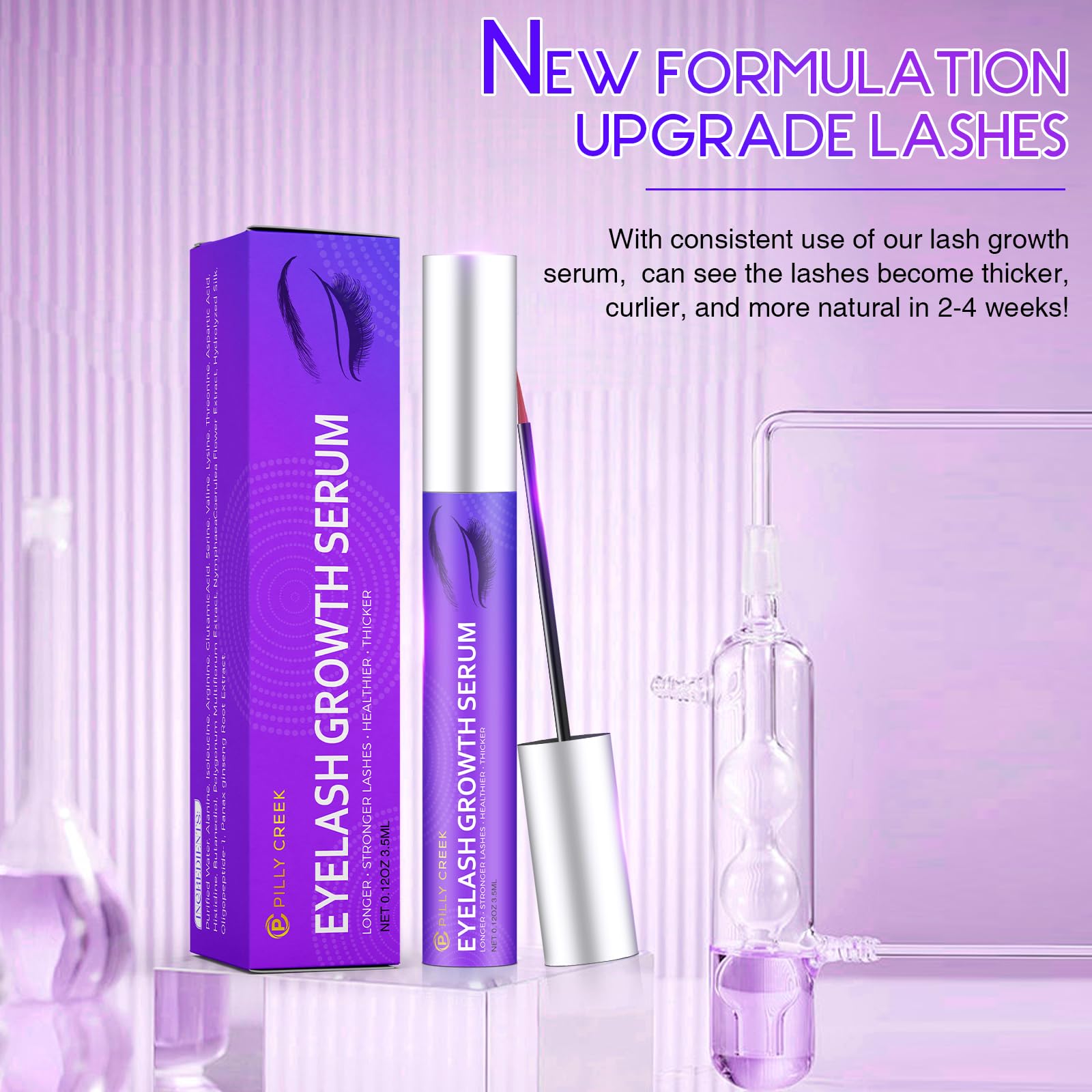 Premium Eyelash Growth Serum & Eyebrow Enhancer - Advanced Formula for Longer, Thicker, Fuller Lashes & Brows | Natural Lash Boost Serum for Daily Use | Perfect for Nighttime Care & Special Occasions