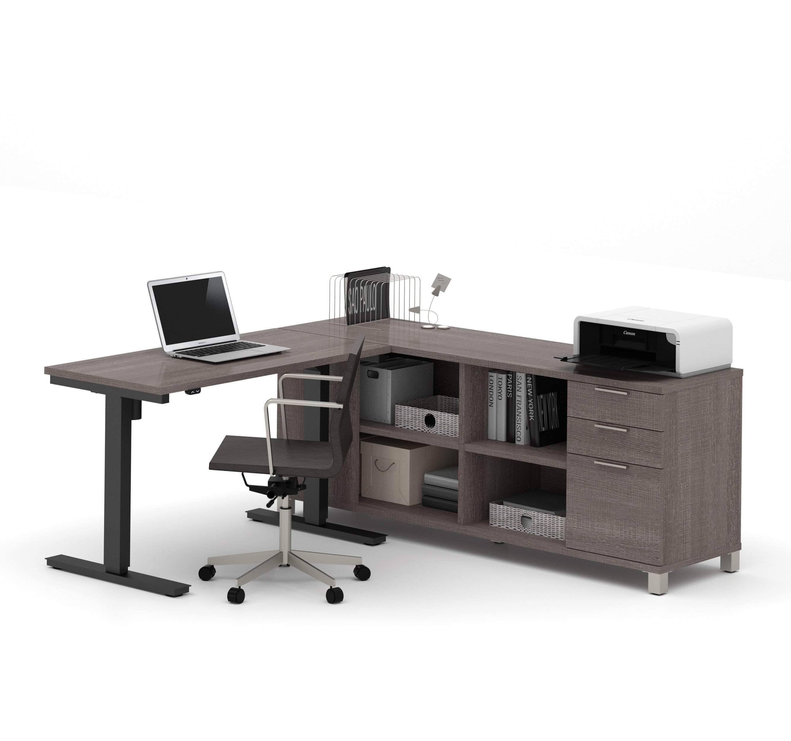 Pro Linea 2-Piece Office Furniture Set - Standing Desk & Credenza, 2 Color Options for Modern Home Office & Workspace Setup