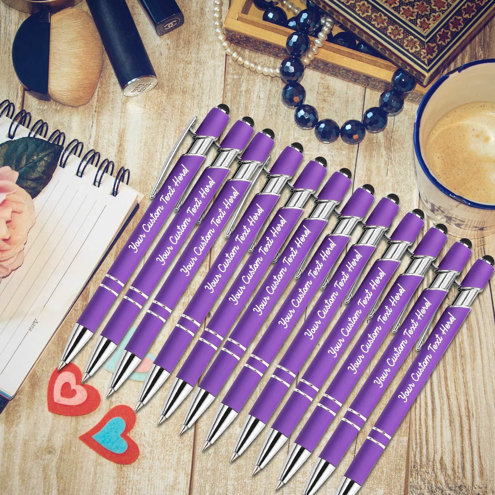 500 Pcs Custom Engraved Metal Pens with Stylus - Personalized Name/Logo Ballpoint Pens for Business & Office (Black Ink, Click Action) - Perfect for Corporate Gifts, Promotions & Branding Events