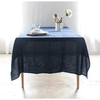 Premium Ink Linen Tablecloth - Elegant & Durable 100% Linen Fabric for Dining, Parties & Home Decor - Washable & Wrinkle-Resistant