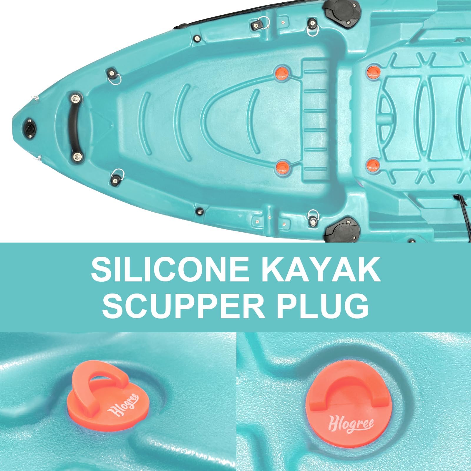 HLOGREE 10 PCS Silicone Kayak Scupper Plugs for 0.8-1.5’’ Holes - Waterproof Drain Plugs for Lifetime/Sit On Top/Pelican Kayaks - Perfect for Kayaking, Fishing, and Water Sports