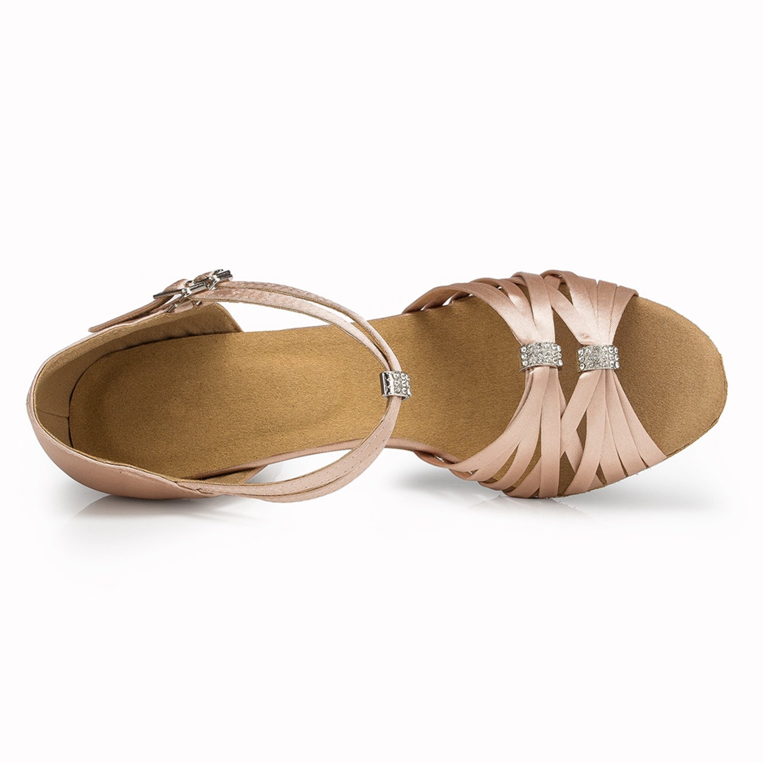 Minishion Women's Satin Latin Ballroom Dance Shoes - Comfortable Wedding & Evening Party Sandals for Salsa, Tango, Bachata - Perfect for Performances, Competitions & Special Occasions
