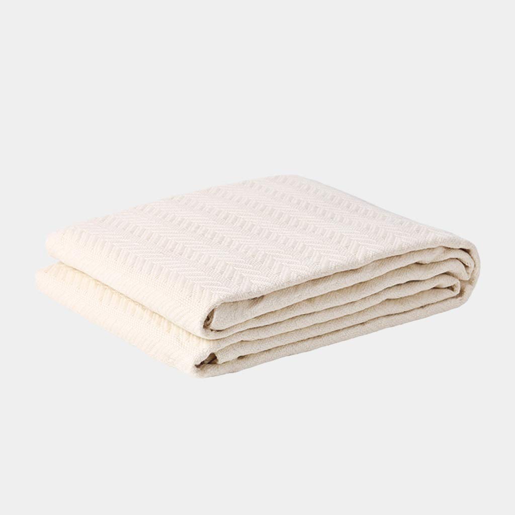 Soft Cotton Knitted Baby Blanket - 150x200cm Lightweight 4-Season Blanket for Kids, Infants & Adults - Perfect for Air Conditioning, Napping, Office & Leisure (Beige)