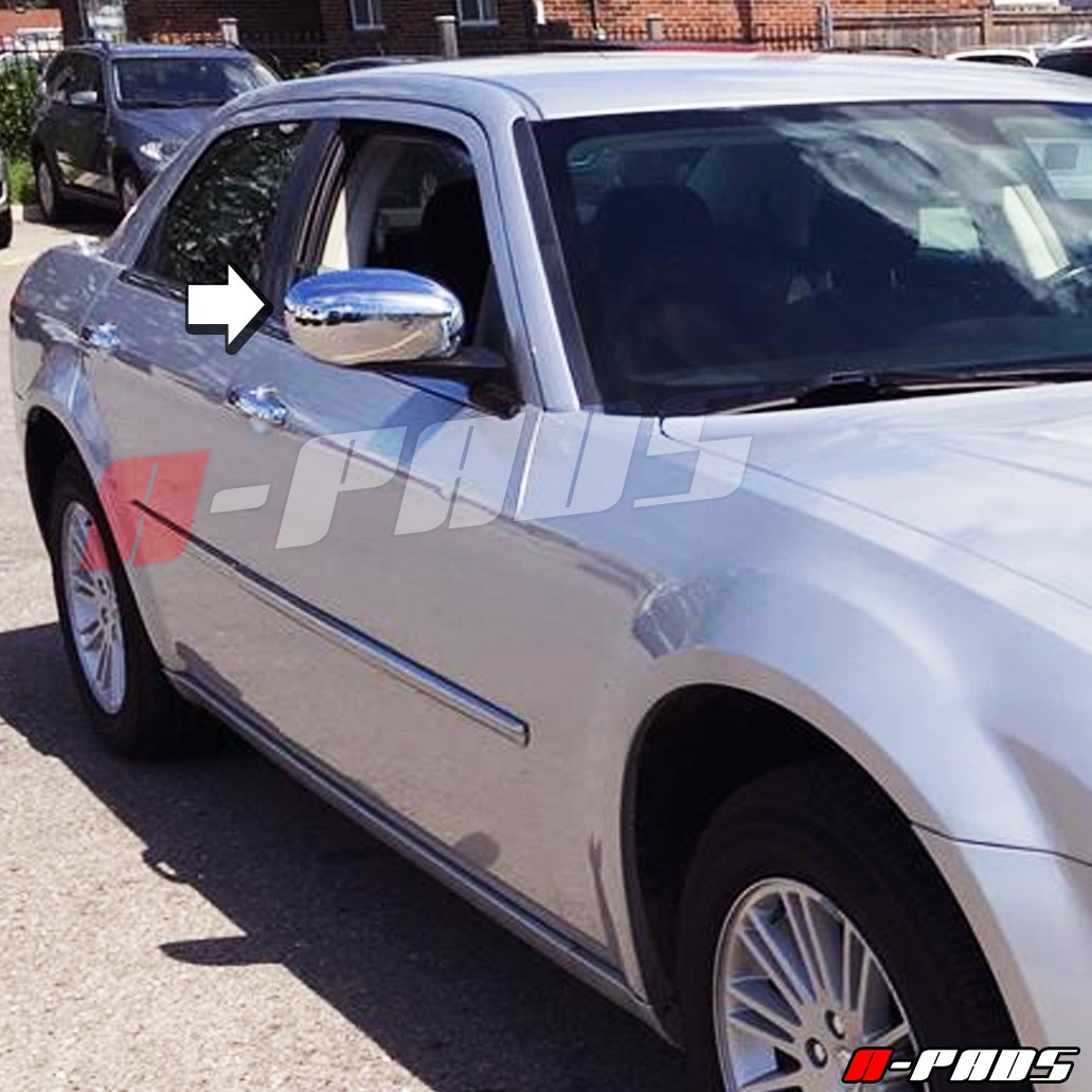 Chrome Mirror Covers for 2005-2010 Chrysler 300, Dodge Charger 2006-2010 & Magnum 2006-2008 - Stick-On Overlay (Not Snap-In) - Enhances Style & Protection for Daily Driving & Car Shows