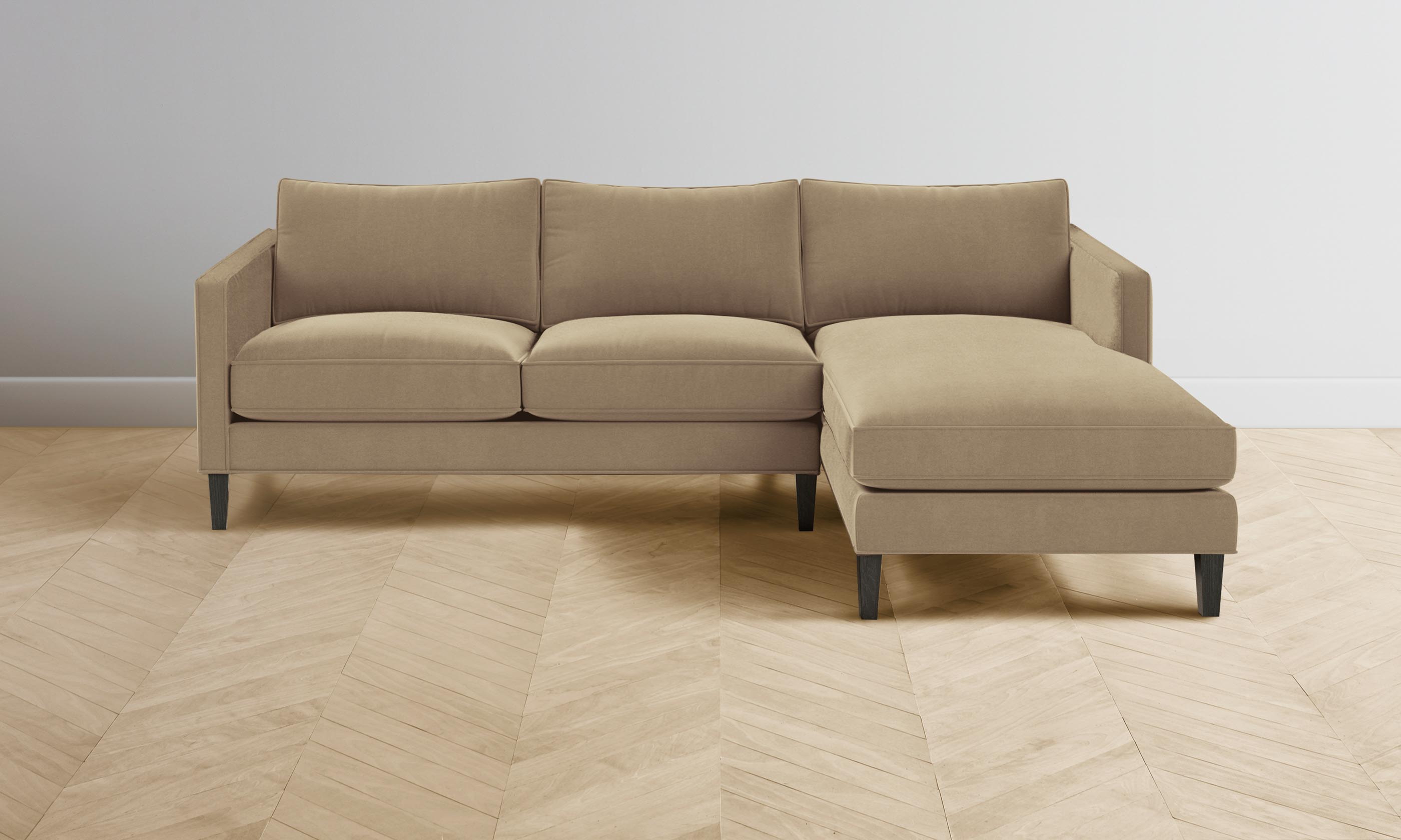 Premium Crosby Sectional Sofa - Luxurious Mohair Upholstery in Almond - Perfect for Living Room, Lounge & Family Gatherings