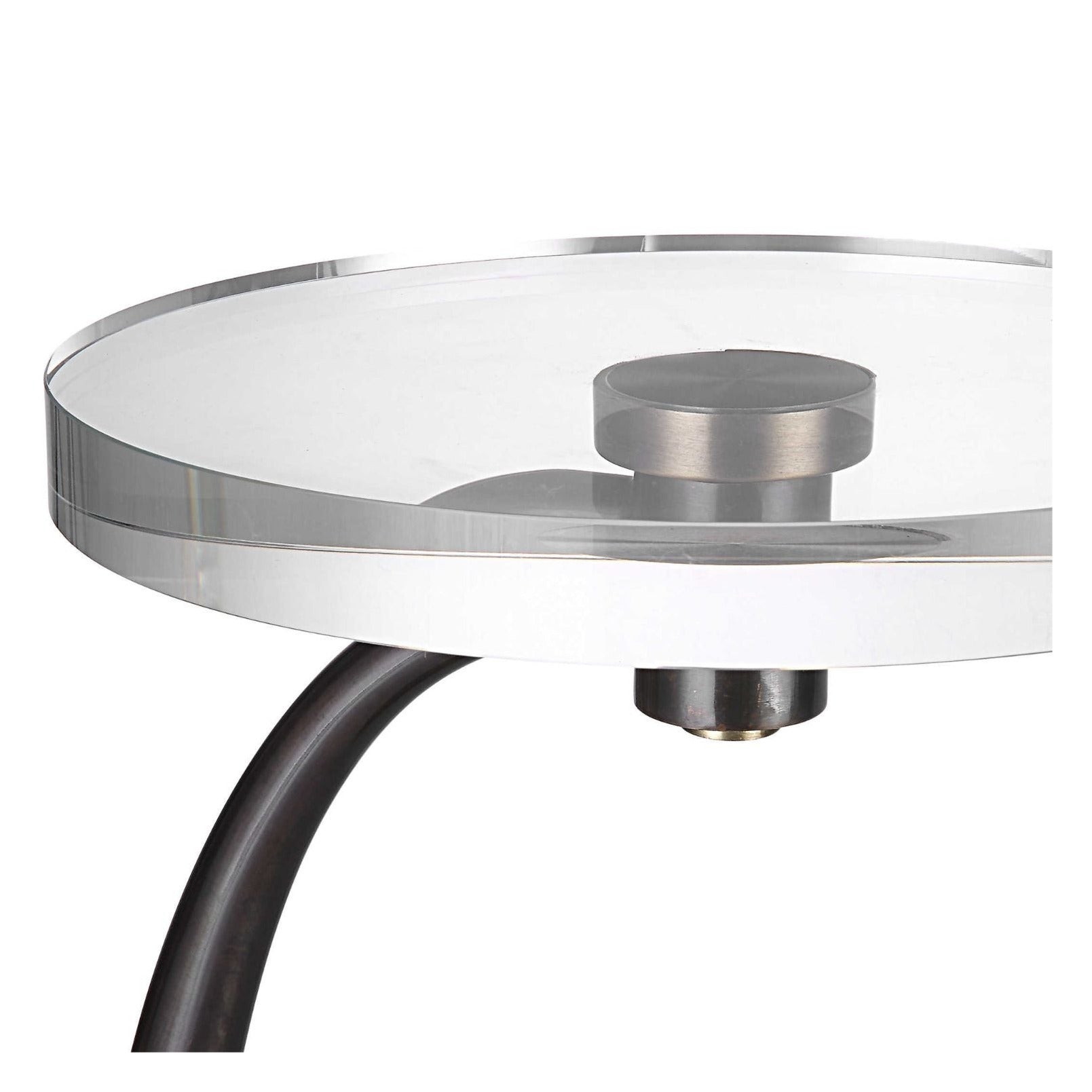Modern Organic Side Table with Curved Stem & Small Round Acrylic Top - Perfect for Living Room, Bedroom, or Office Décor