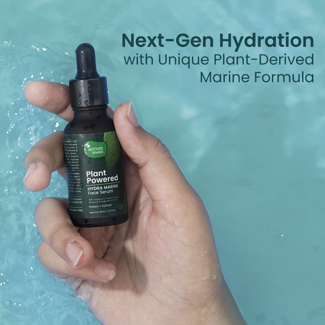 Mother Sparsh Plant-Powered Hydra Marine Face Serum with Marine Minerals | Lightweight Hydrating Formula for Glowing Skin | 30ml | Perfect for Daily Skincare Routine & Travel