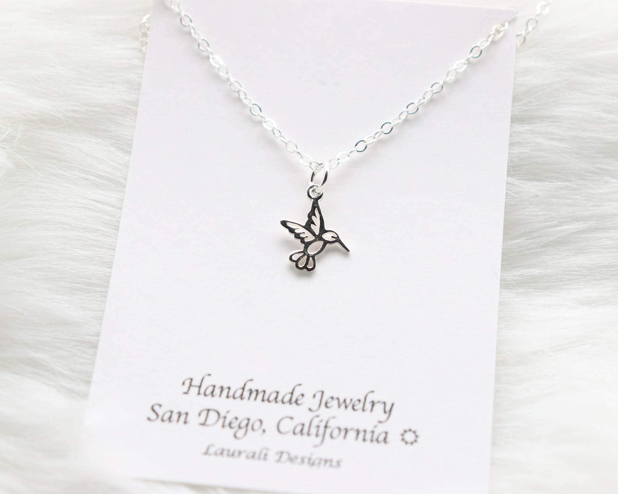 Tiny Hummingbird Sterling Silver Charm Necklace - Delicate Bird Pendant Jewelry for Women - Perfect for Gifts, Anniversaries & Everyday Wear