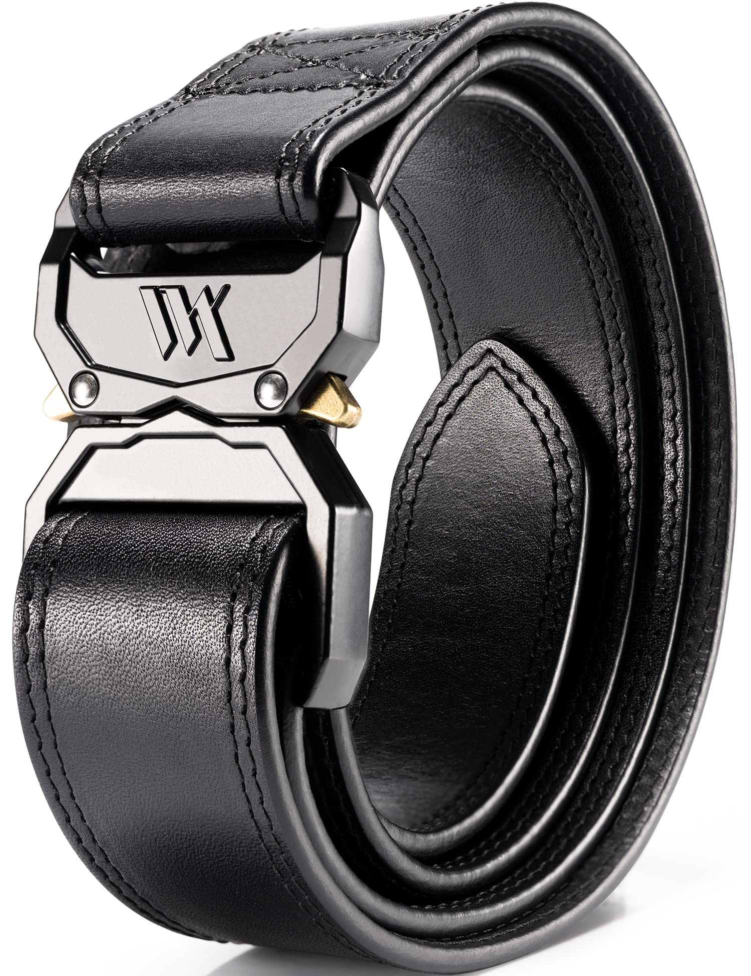 Premium WOLFANT Leather Tactical Belt - 100% Italian Full Grain Leather Military Belt for Hiking, Work & Concealed Carry | Heavy Duty Quick Release Buckle | Perfect for Outdoor Adventures, Tactical Gear & Everyday Wear