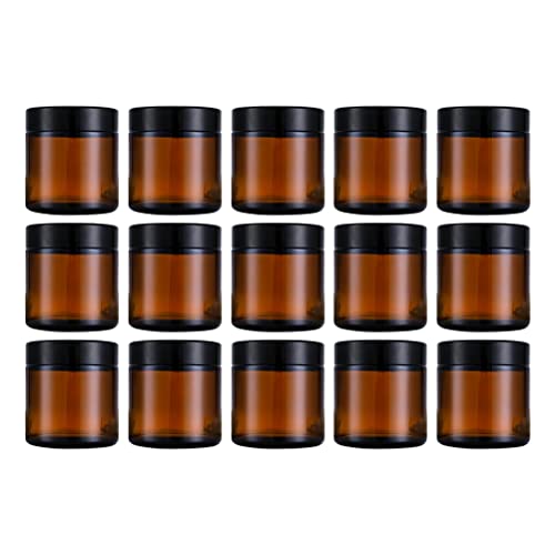 EXCLUZO 15-Piece Glass Face Cream Bottles Set - Small Empty Cosmetic Containers for Lotion, Serum & Skincare Products - Perfect for DIY Beauty, Travel & Salon Use