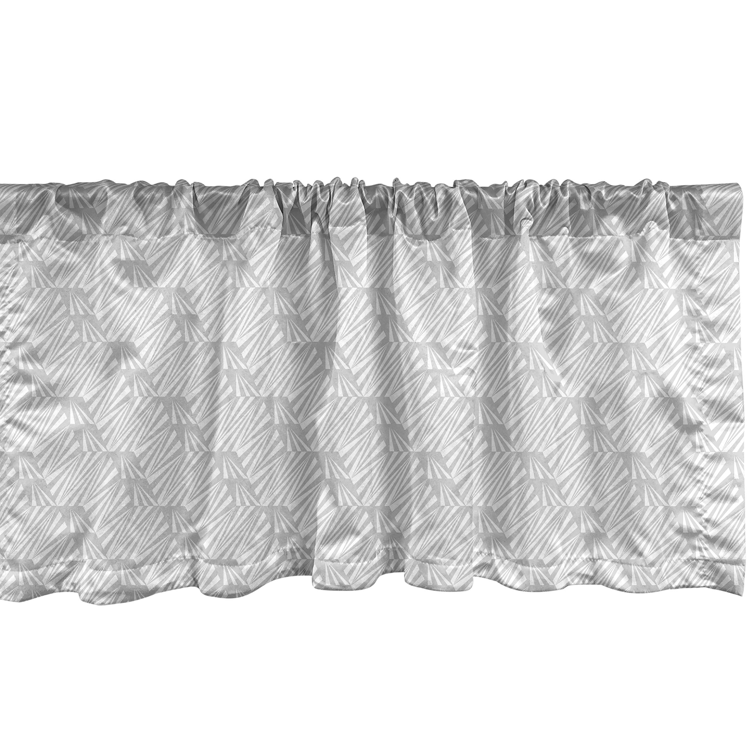 Ambesonne Neutral Window Valance - Modern Geometric Abstract Art Curtain with Rod Pocket, 54x18 Inches, White & Pale Grey - Perfect for Kitchen, Bedroom & Living Room Decor