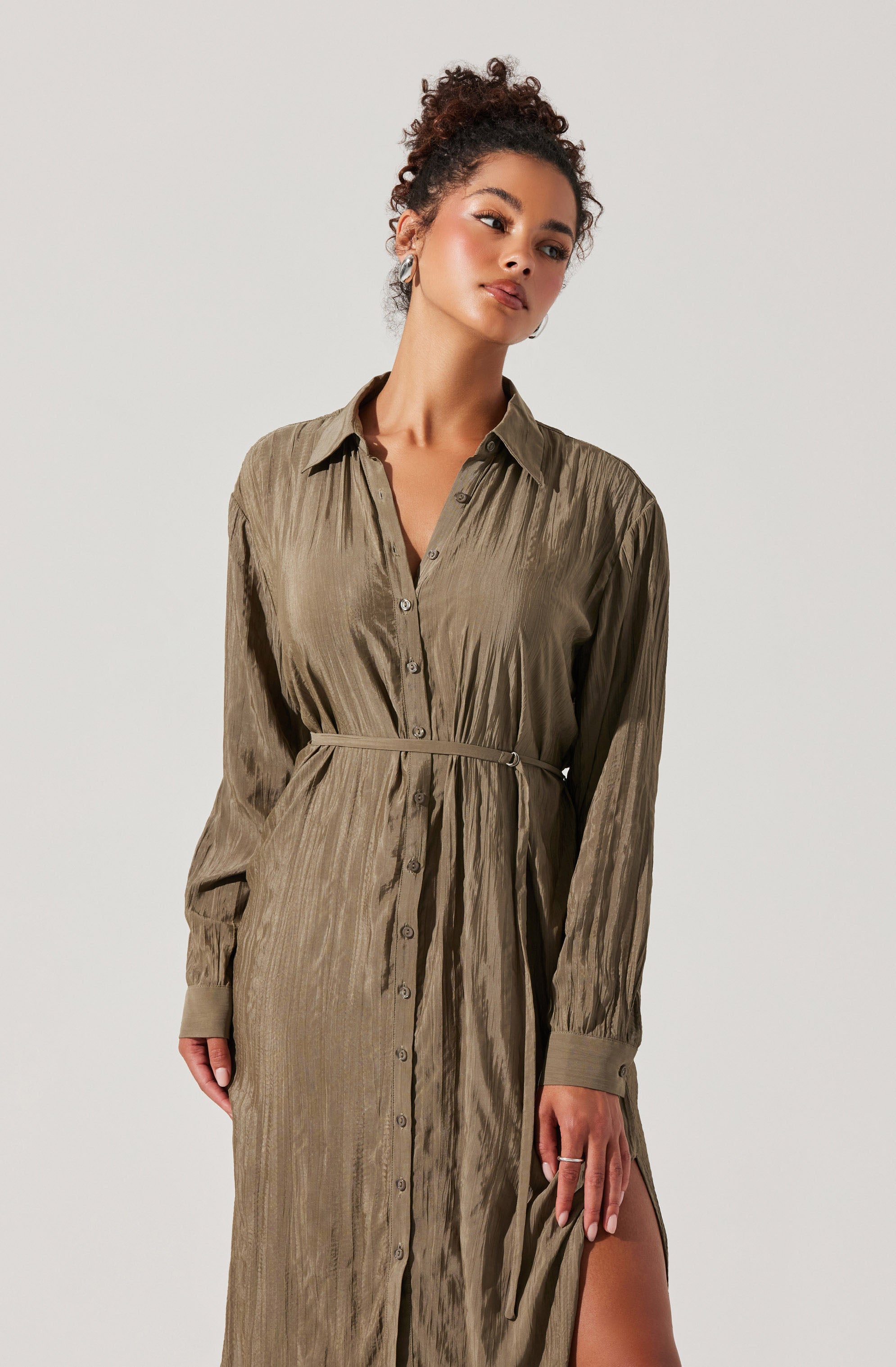 Stylish Belted Long Sleeve Shirt Dress for Women - Elegant Office Wear & Casual Outfit - Perfect for Work, Date Night and Fall Season