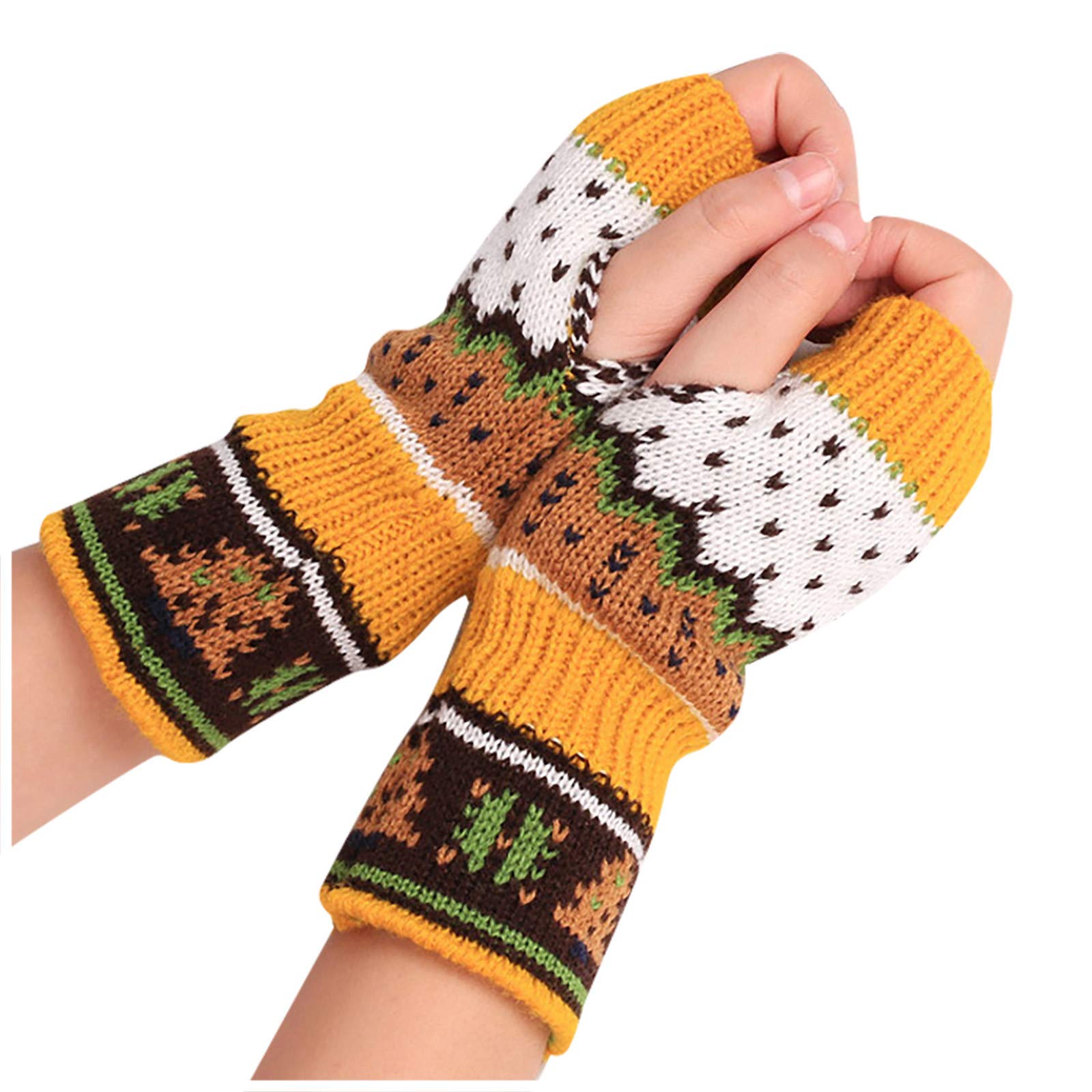 HUERTOP Half Finger Knitted Gloves - Warm Winter Gloves for Women & Men - Christmas Gifts, Outdoor Activities, Running, Cycling, and Daily Use