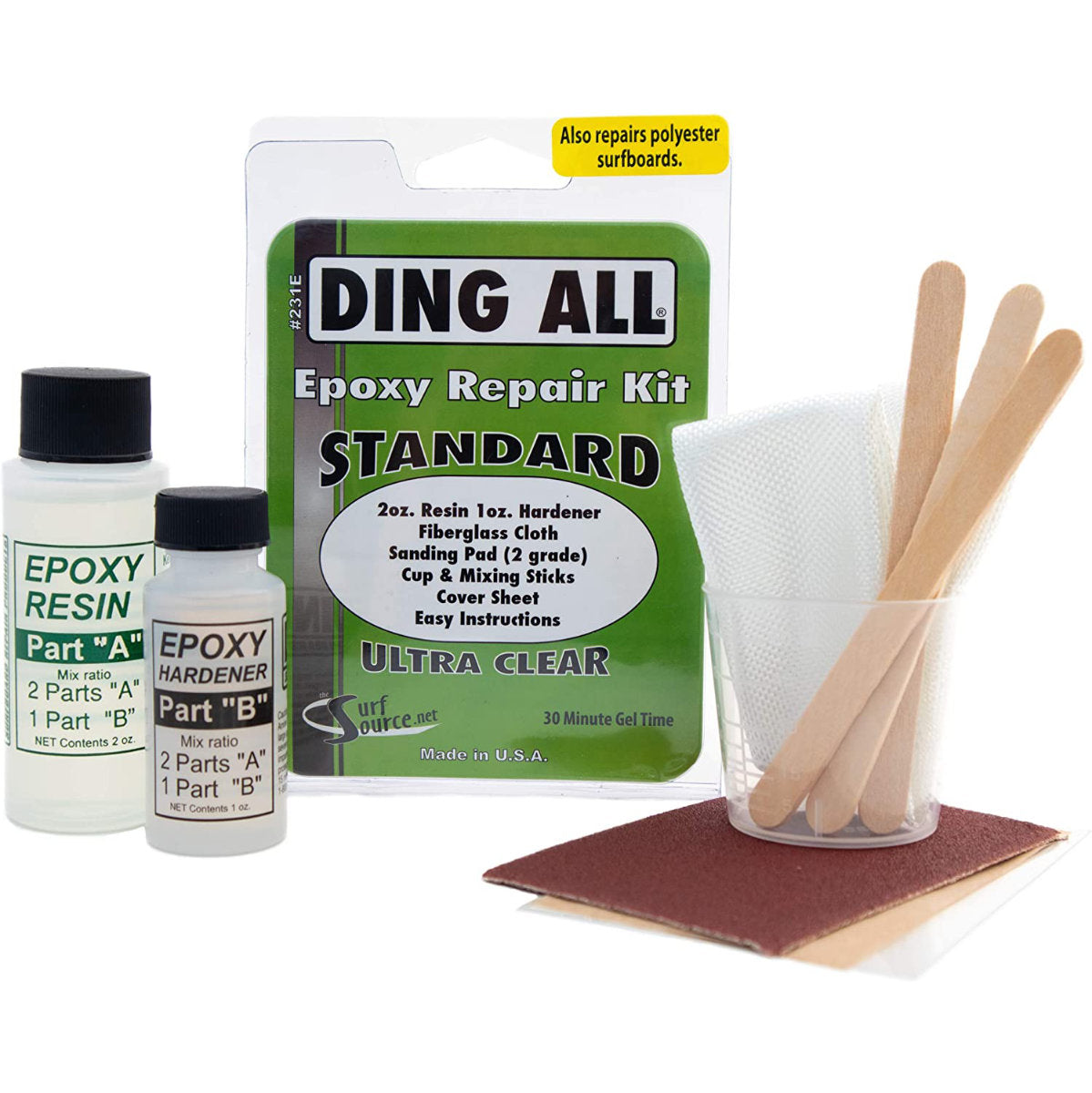 Ding Repair Kit - Epoxy Ding Repair for All Standard Surfboards | Quick & Easy Surfboard Ding Fix for DIY Repairs at Home