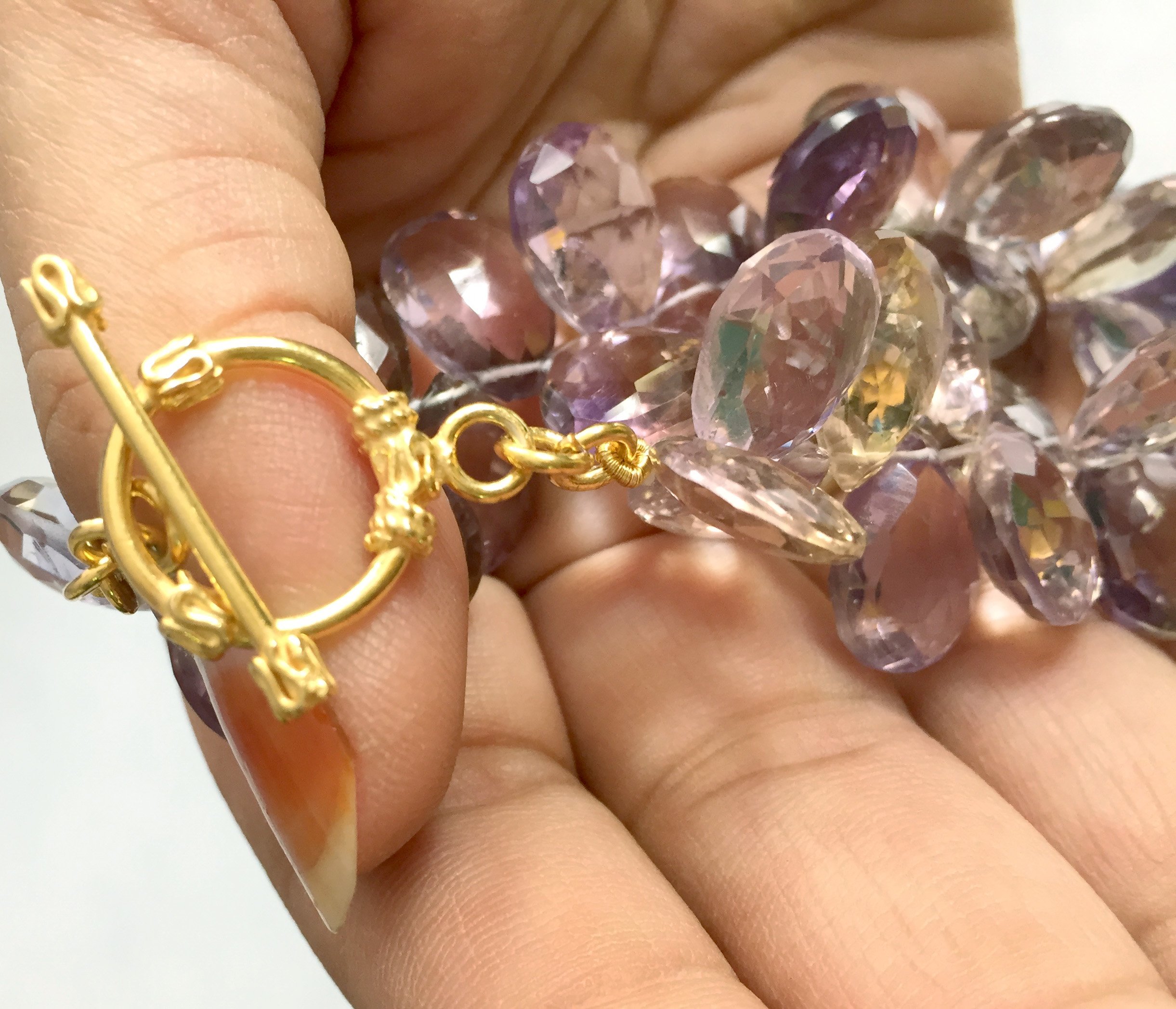 17 Inch Amethyst Faceted Almond Necklace - Semi Precious Gemstone Jewelry for Women, Perfect for Gifts, Parties & Special Occasions