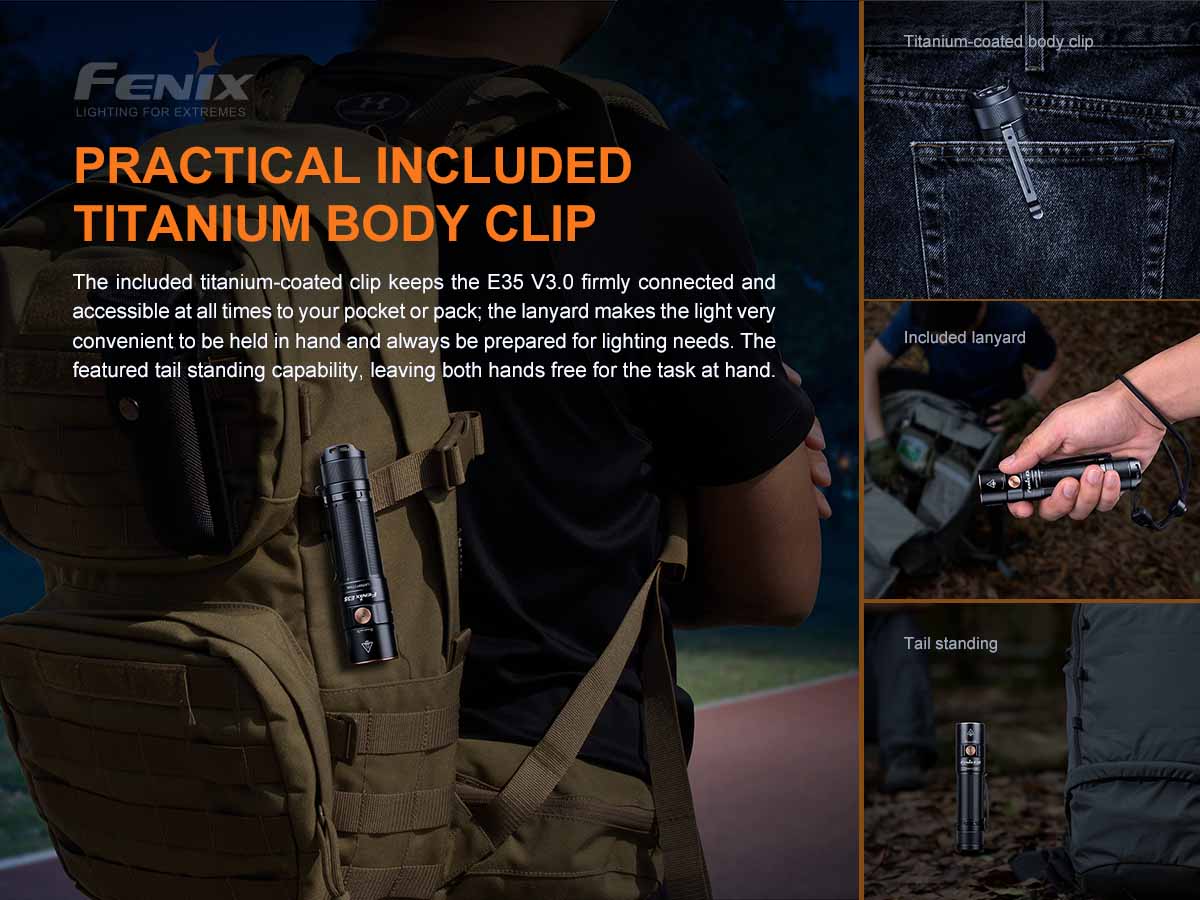 Fenix E35 V3.0 Rechargeable Tactical Flashlight - 3000 Lumens, IP68 Waterproof, for Camping, Hiking & Emergency Use (Discontinued Model)