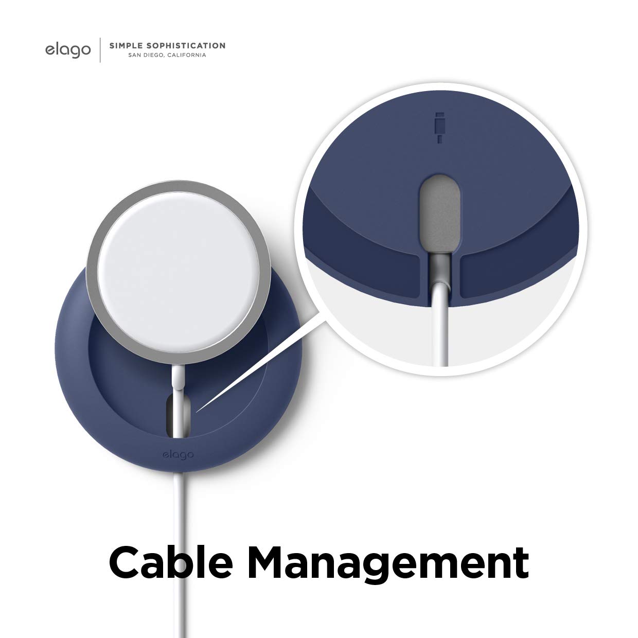 elago Magnetic Charging Pad - Compatible with MagSafe for iPhone 16/15/14/13/12 & AirPods Pro/3/4 - Secure Anti-Slip Wireless Charger Stand (Jean Indigo) | Perfect for Nightstand, Office Desk & Car Dashboard Use