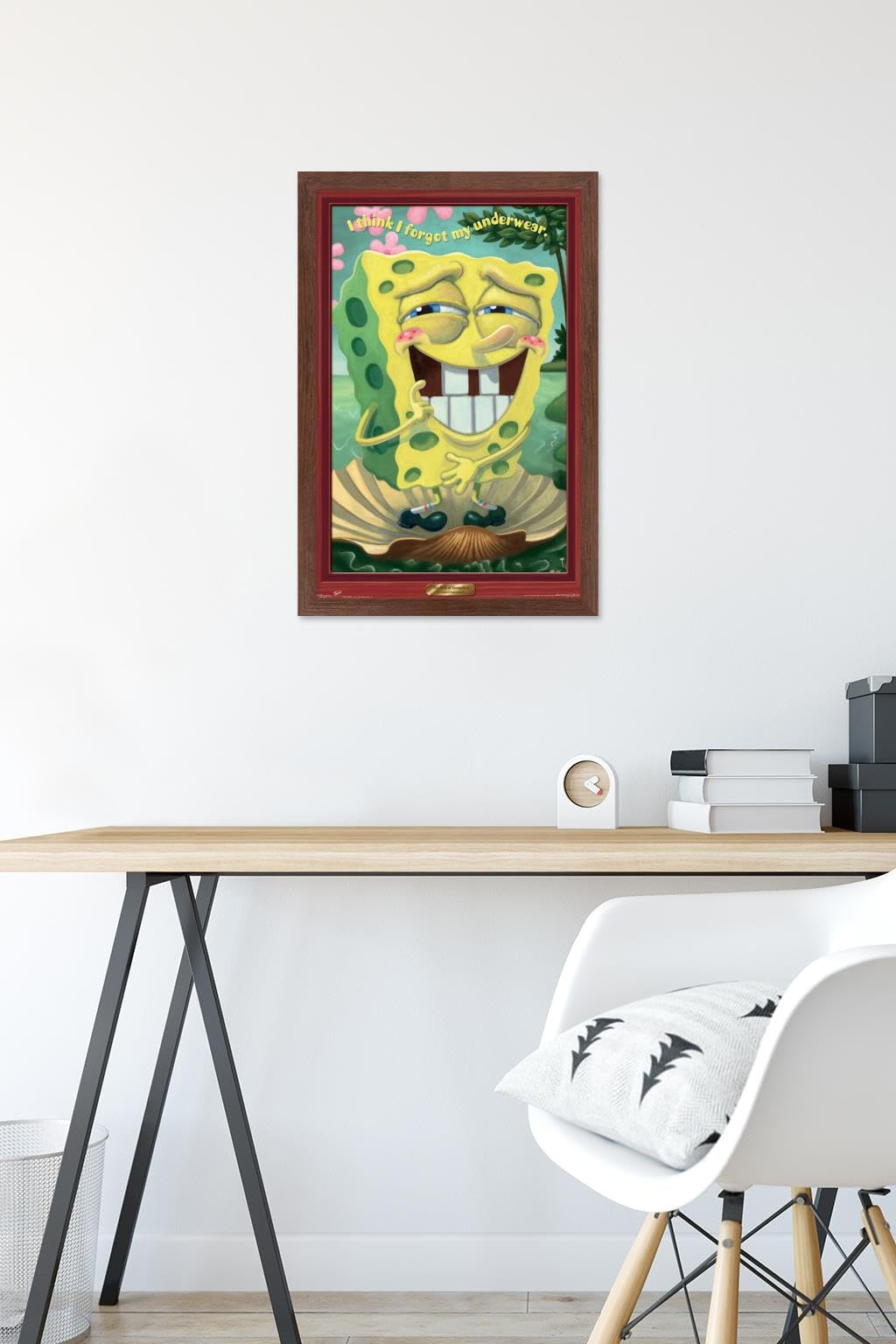 Trends International Nickelodeon SpongeBob SquarePants Underwear Wall Poster - 14.725 x 22.375 Inches, Mahogany Framed Version - Perfect for Kids' Bedroom Decor & Cartoon Lovers' Collections