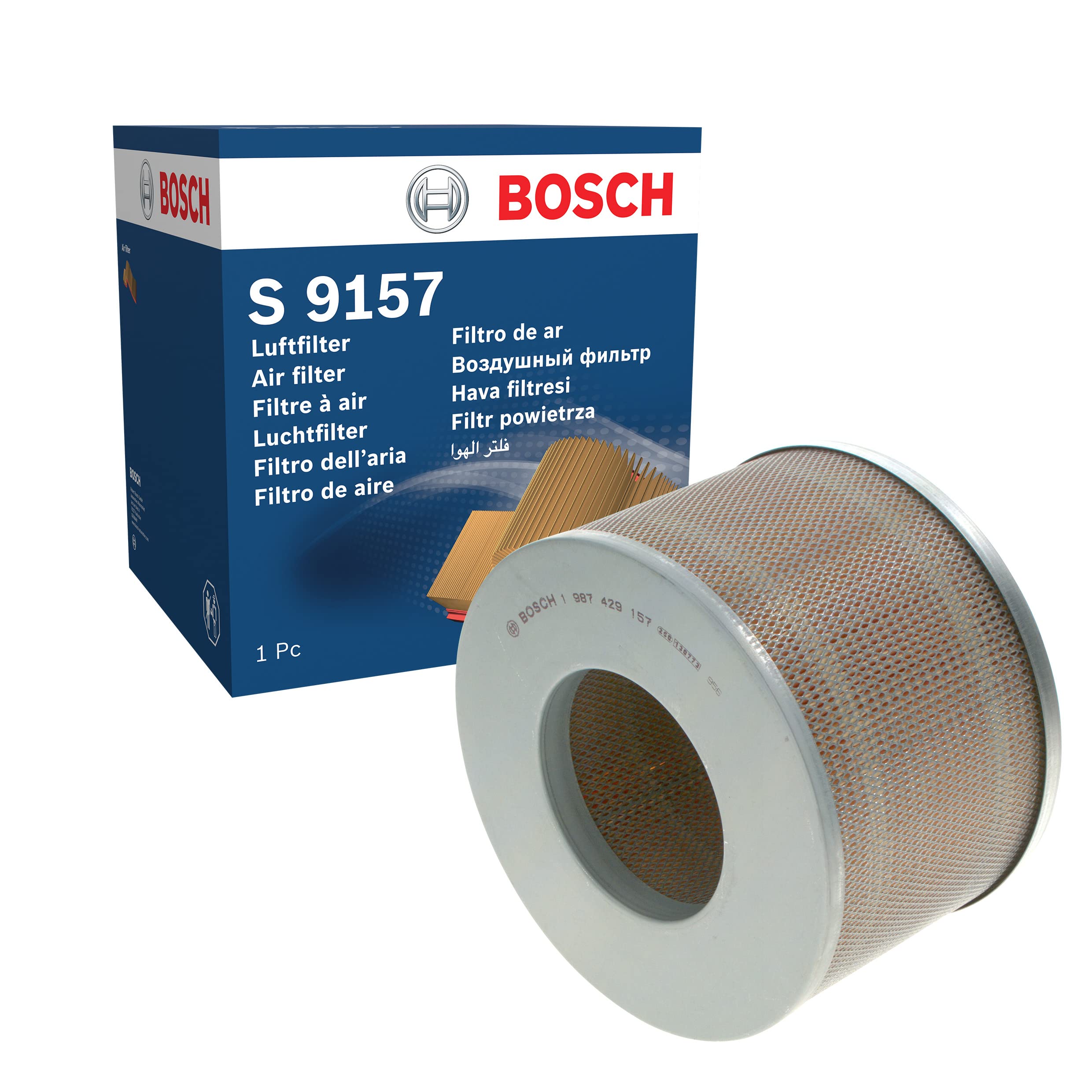 Bosch S9157 Premium Car Air Filter - High Performance Engine Protection for Sedans, SUVs & Trucks | Improves Airflow & Reduces Dust for Cleaner Cabin Air