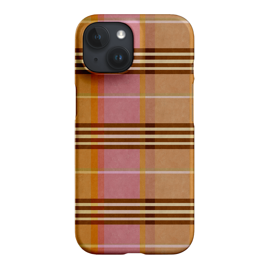 Peachy Plaid Phone Case for iPhone 15/14/13/12/11 Pro Max - Cute Tartan Pattern Protective Cover with Shockproof Design - Perfect for Everyday Use, Travel & Fashion Accessories