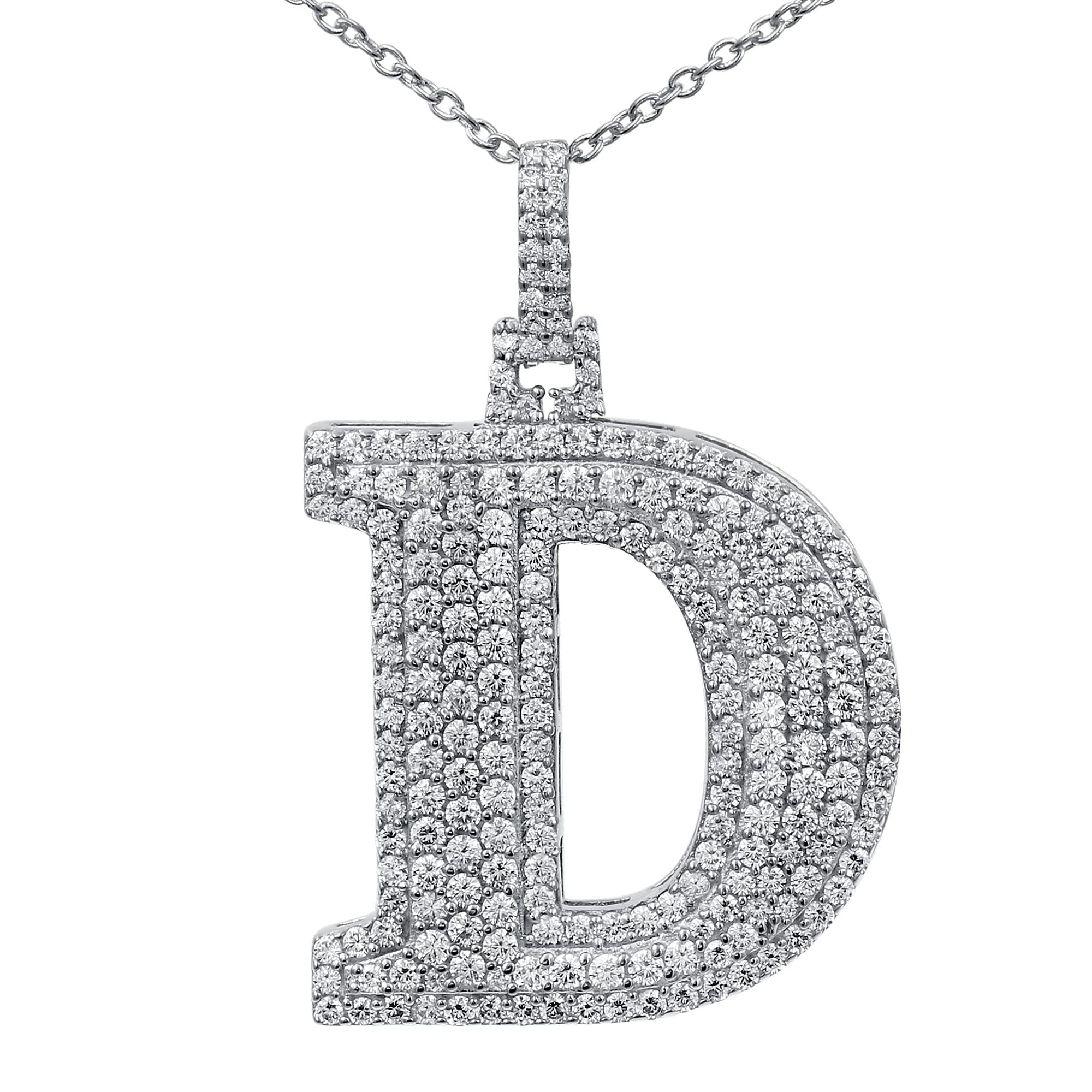 Moissanite Initial Pendant Necklace - A to Z Alphabet Letter Jewelry in White Gold Plated & Sterling Silver with Genuine Moissanite Stones | Perfect Christmas & Birthday Gift for Men & Women | Elegant Everyday Wear, Special Occasions & Personalized Gifting