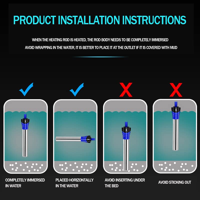 500W Submersible Adjustable Aquarium Heater for Tropical Fish Tanks - Perfect for Freshwater & Saltwater Aquariums, Fish Breeding, and Aquatic Plant Tanks