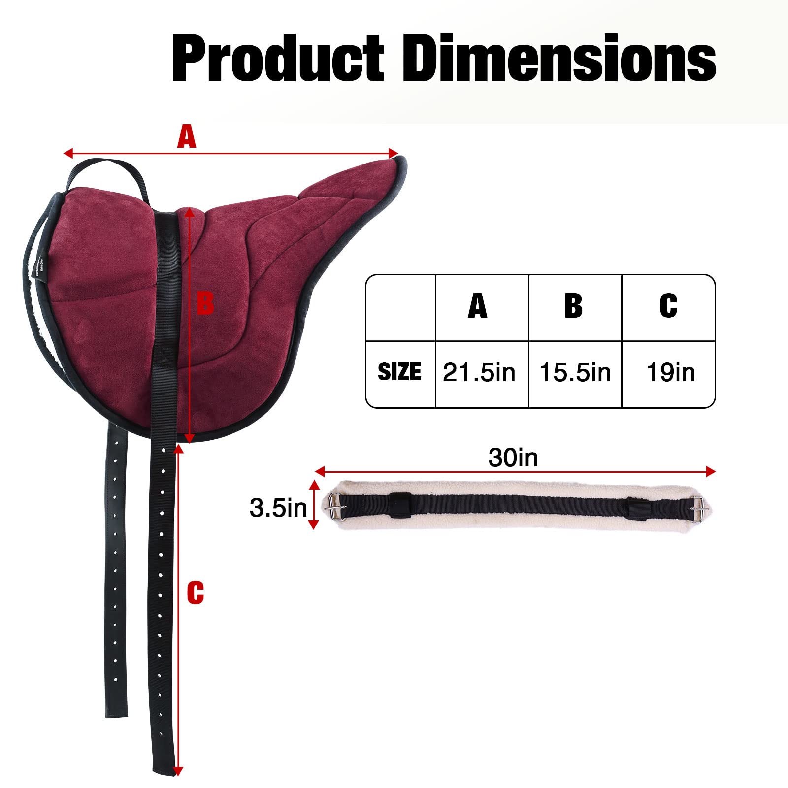 Harrison Howard Equestrian Saddle Pad - Breathable Horse Riding Pad & Bareback Pad with Adjustable Girth - Perfect for Dressage, Jumping & Trail Riding