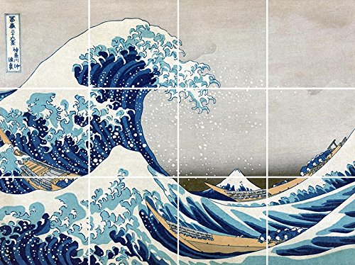 The Great Wave Off Kanagawa 8x8 Inch Ceramic Tile - Japanese Wave Art Kitchen Backsplash, Bathroom Wall Decor, Mural for Home & Office - Perfect for DIY Home Renovation & Interior Design Projects