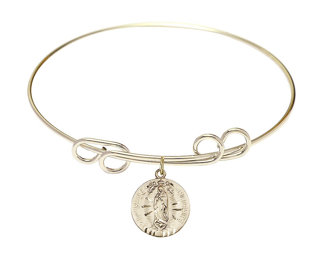8 Inch Round Double Loop Bangle Bracelet with Guadalupe Charm - FA Dumont Elegant Jewelry for Women, Perfect for Gifts, Parties, and Everyday Wear